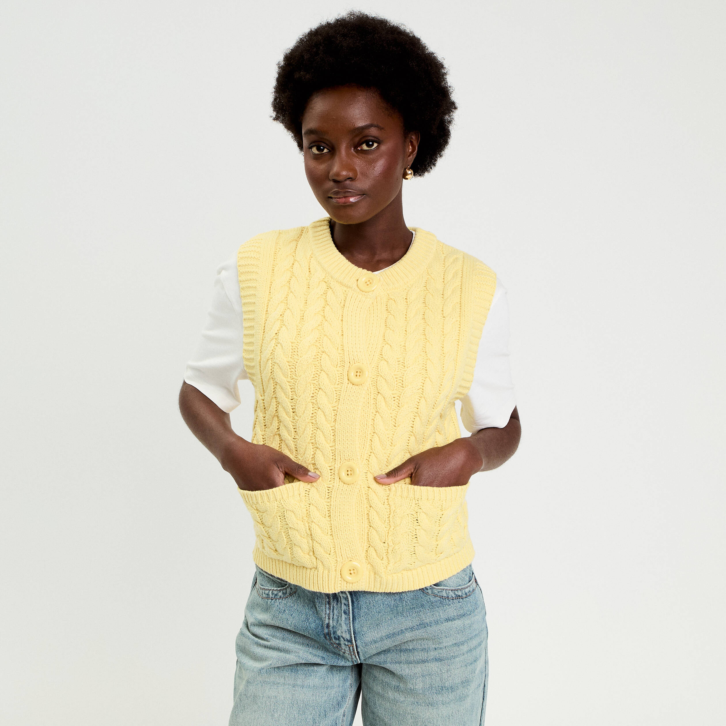 Gilet sans manches jaune clair femme