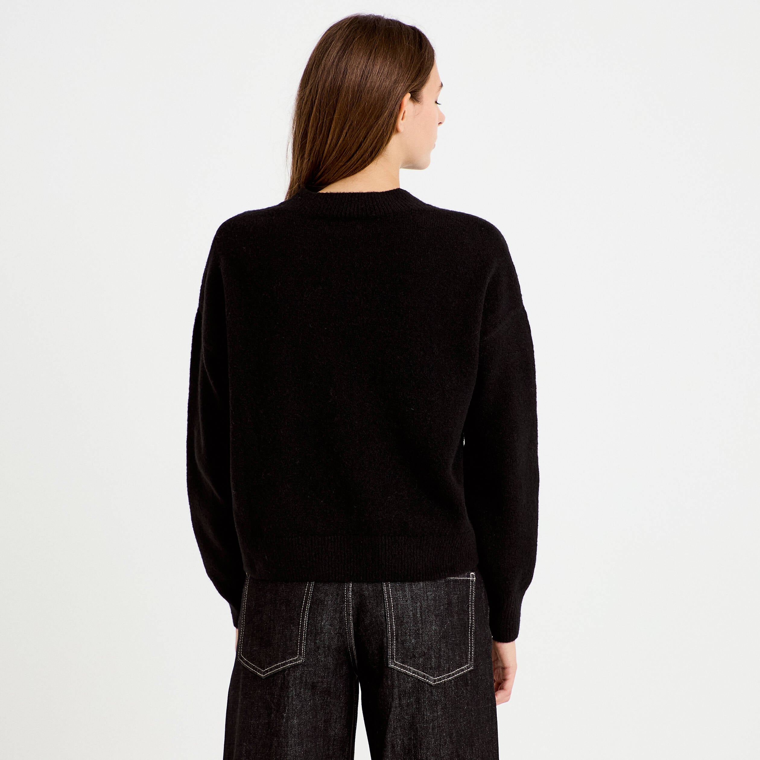 Pull col rond noir femme
