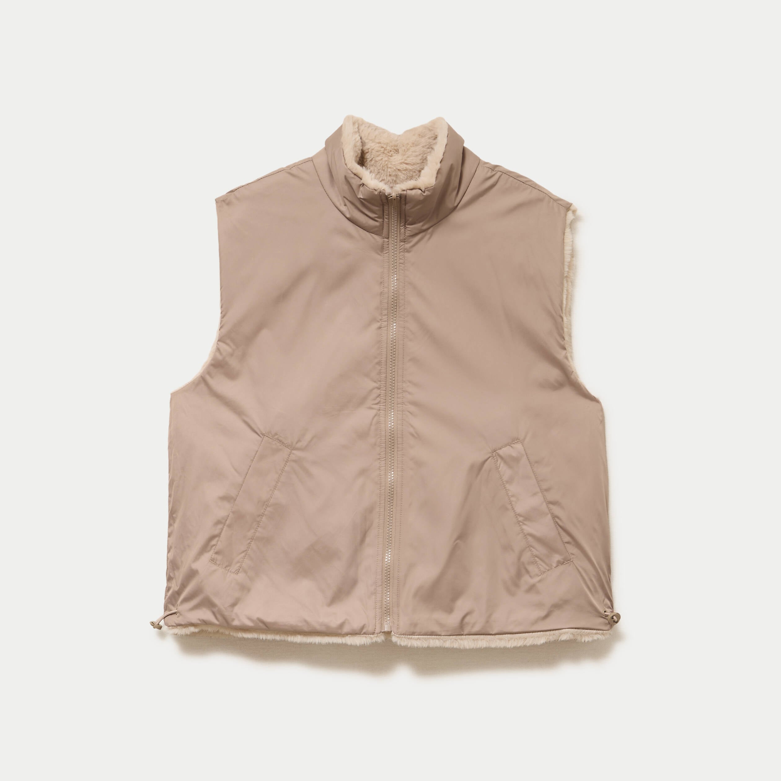 Veste r&eacute;versible sans manches beige femme