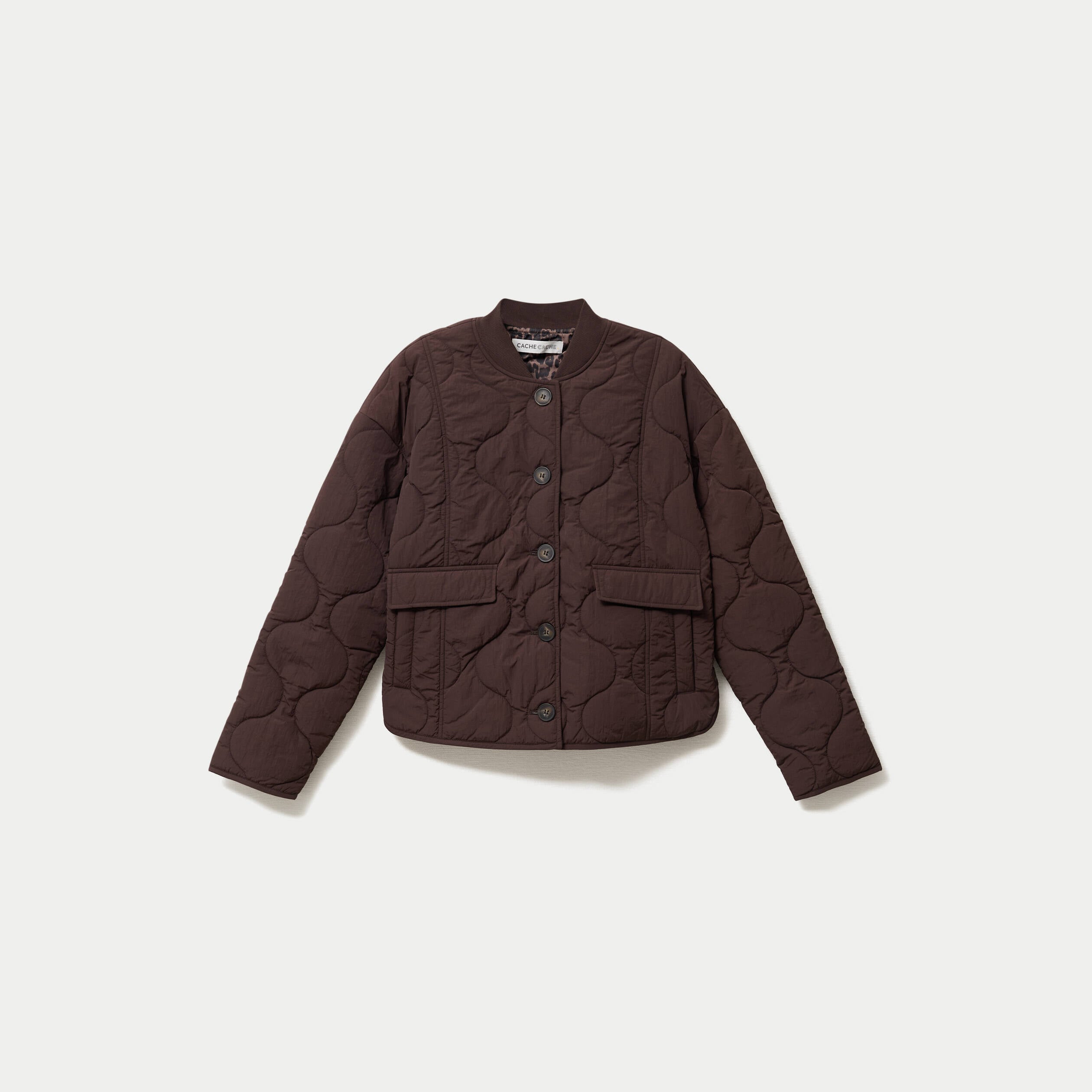 Veste ample manches longues marron fonc&eacute; femme