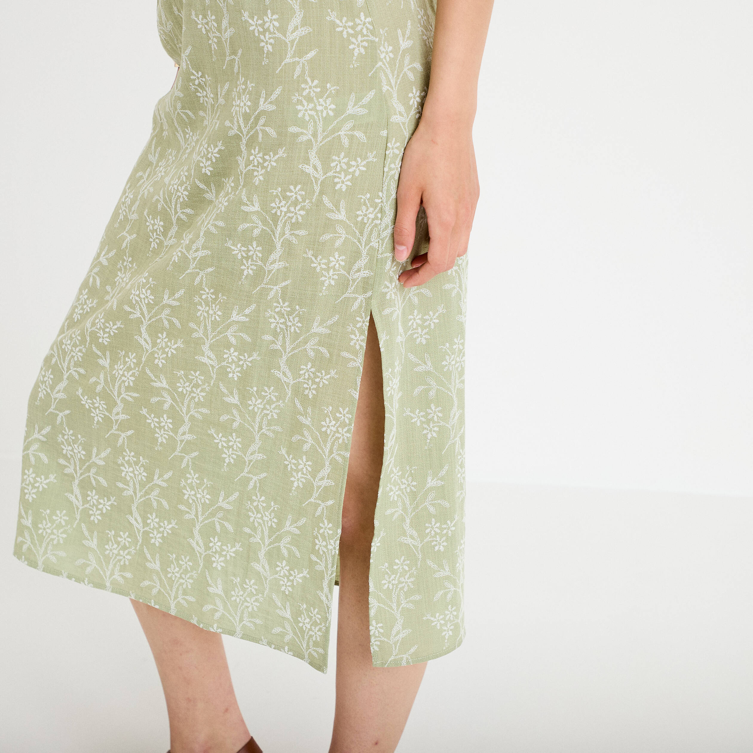 Jupe &eacute;vas&eacute;e longueur 3/4 vert femme