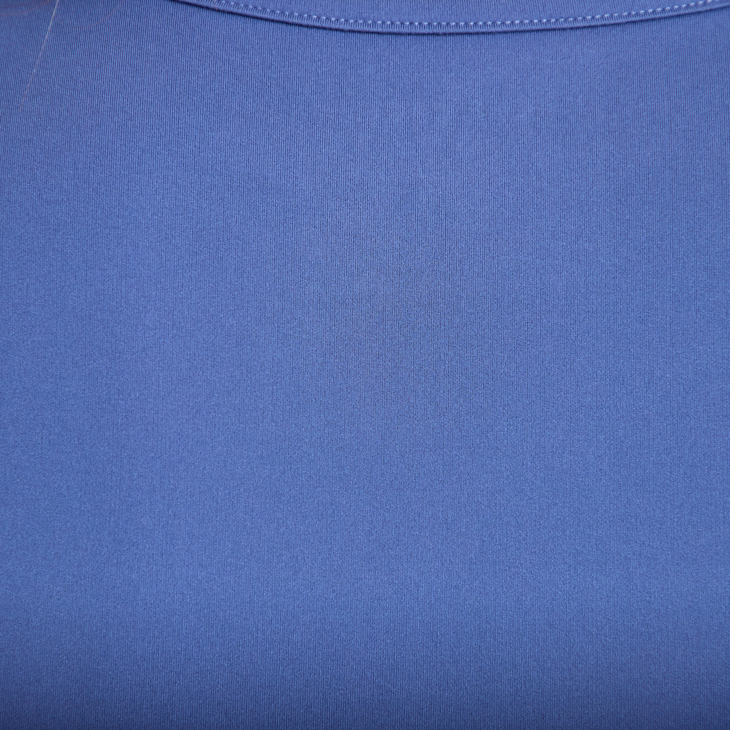 D&eacute;bardeur col rond bleu fonc&eacute; femme