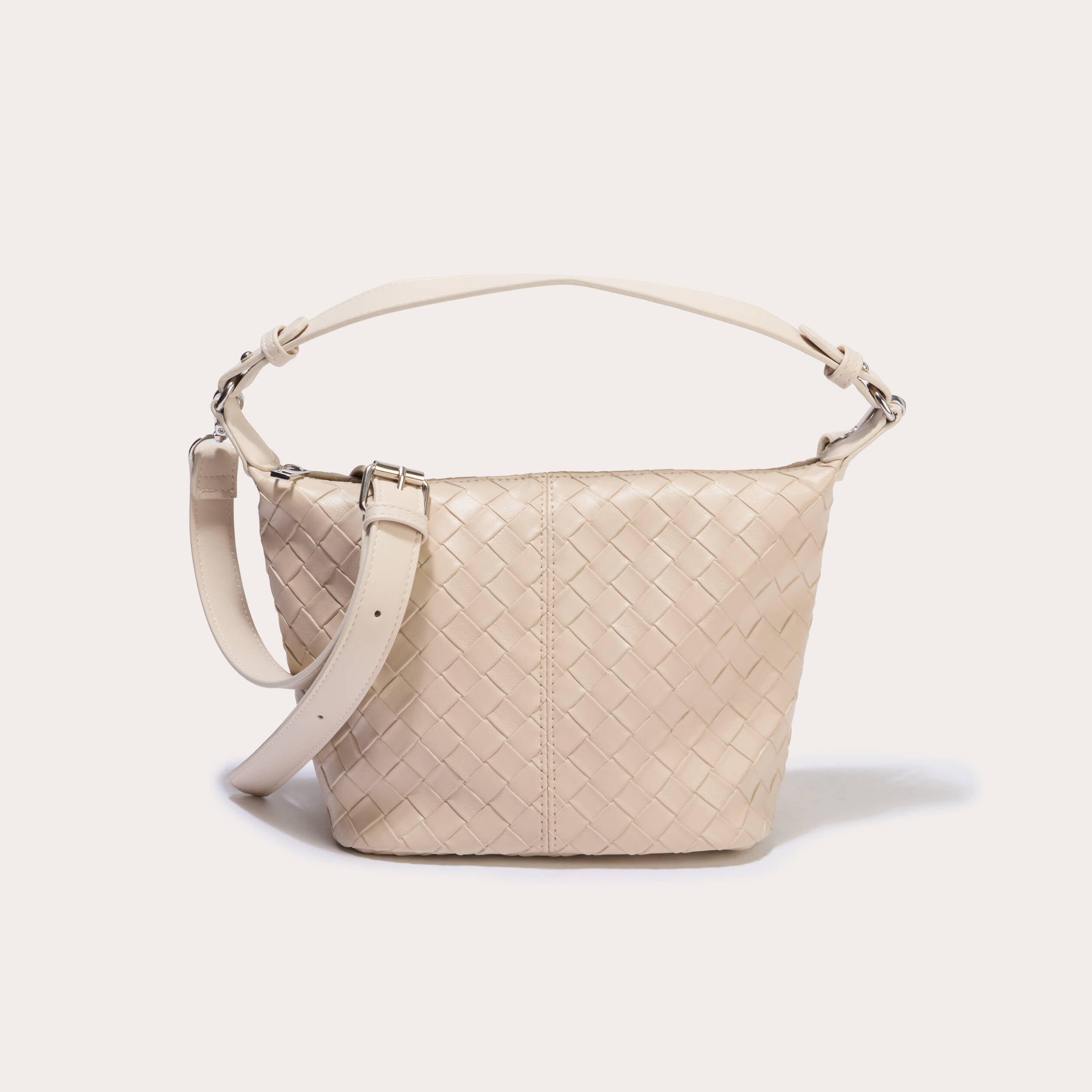 Sac tress&eacute; effet chin&eacute; beige femme
