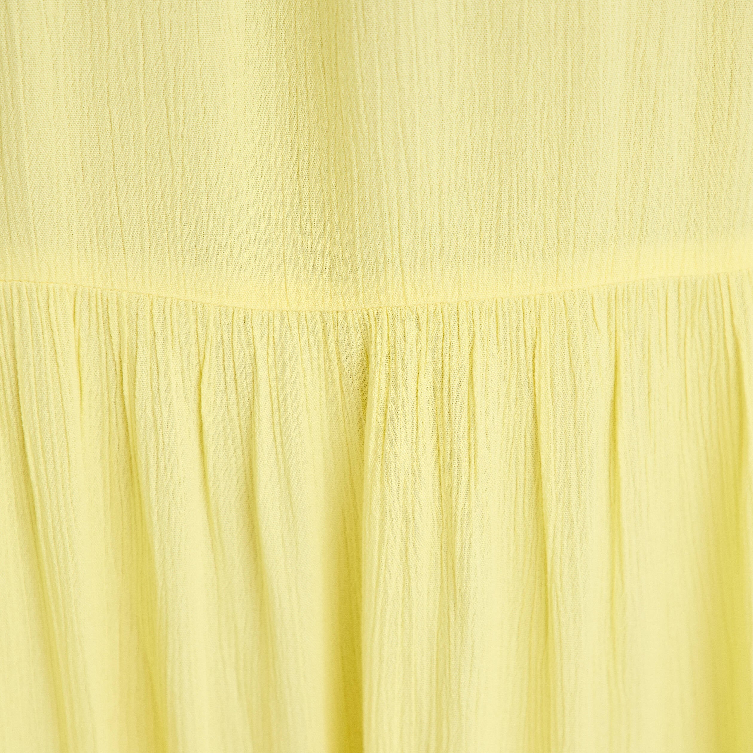 Jupe longue pliss&eacute;e &eacute;vas&eacute;e jaune pastel femme