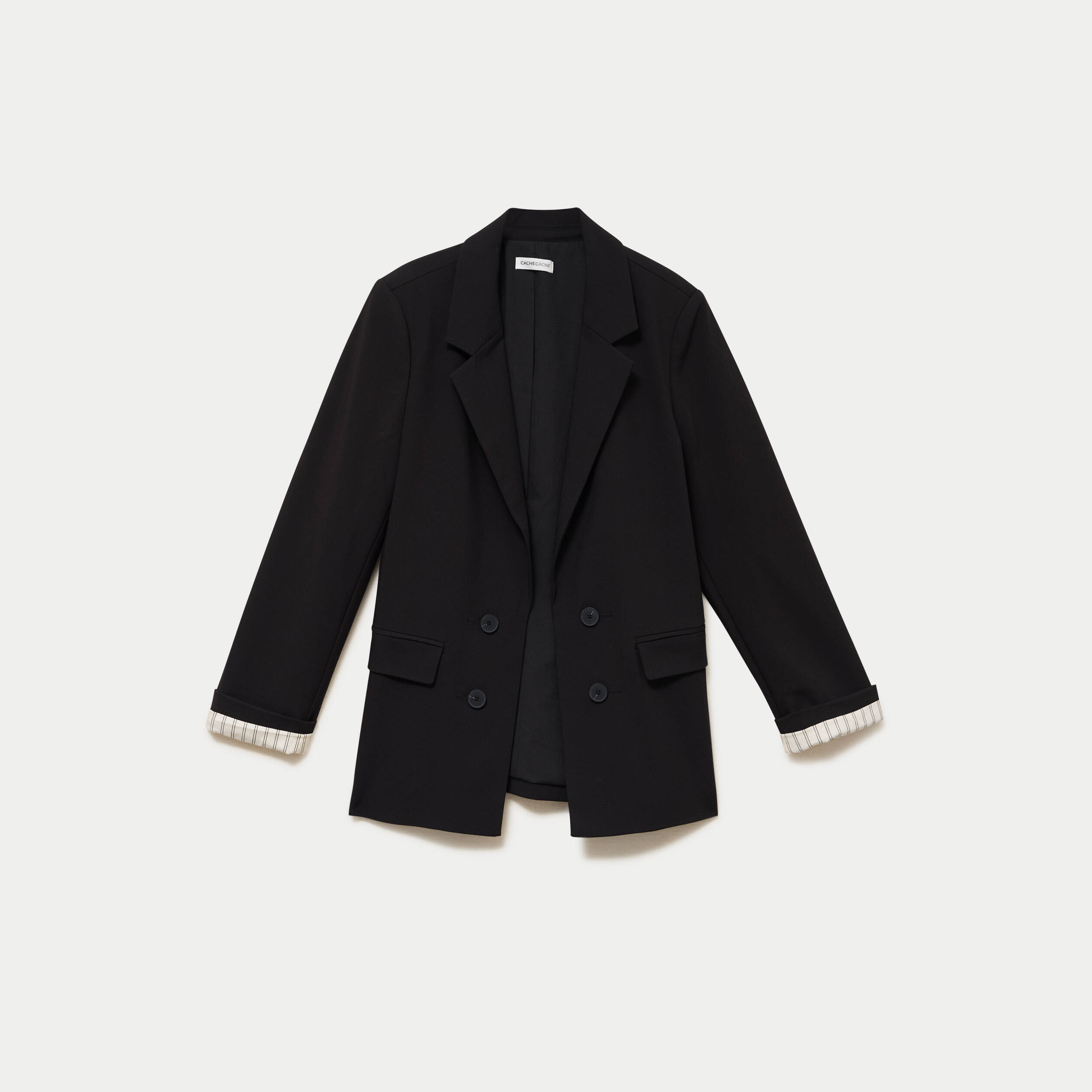 Blazer ajust&eacute; manches longues noir femme