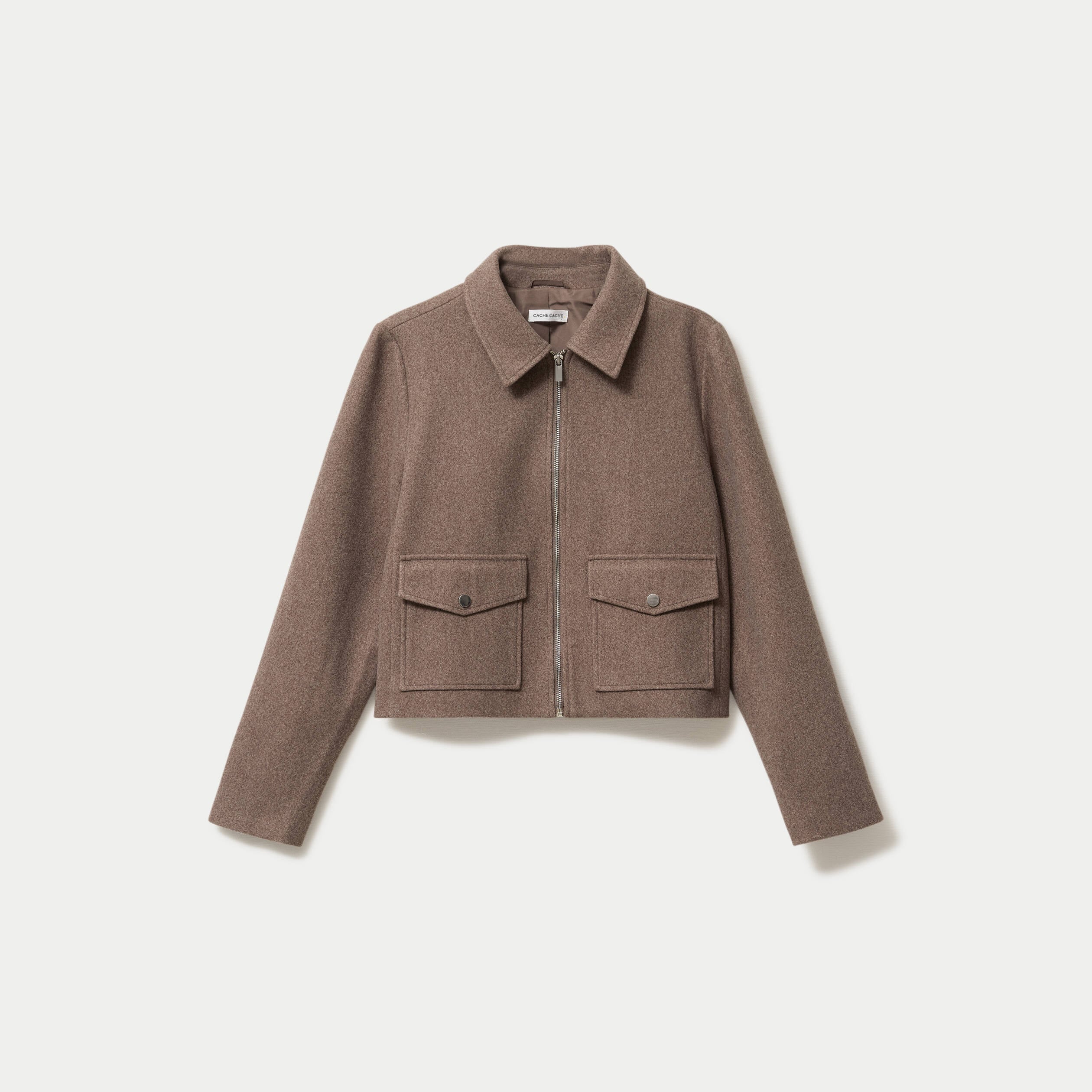 Veste zipp&eacute;e taupe femme