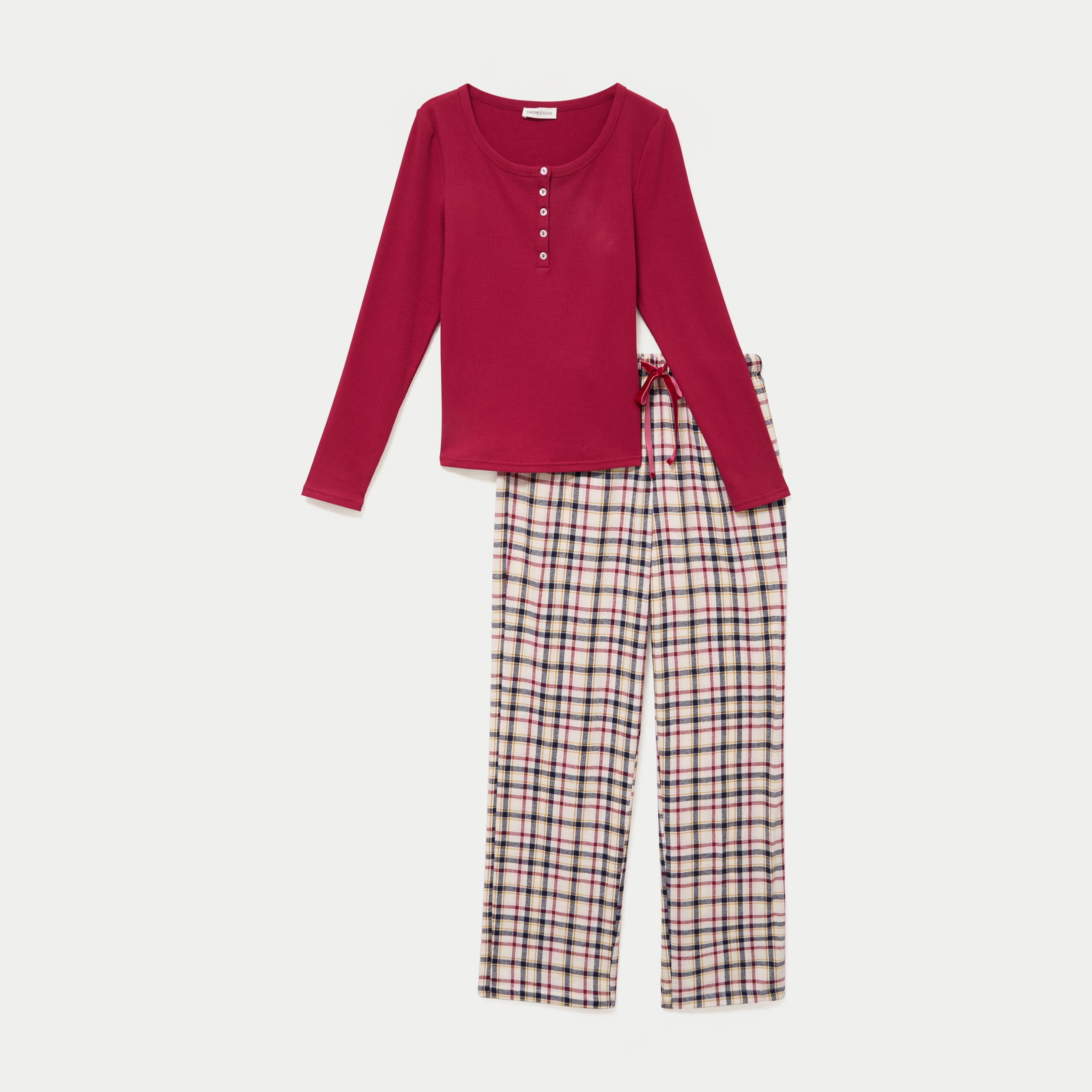 Lot de 2 pyjamas manches longues rouge femme