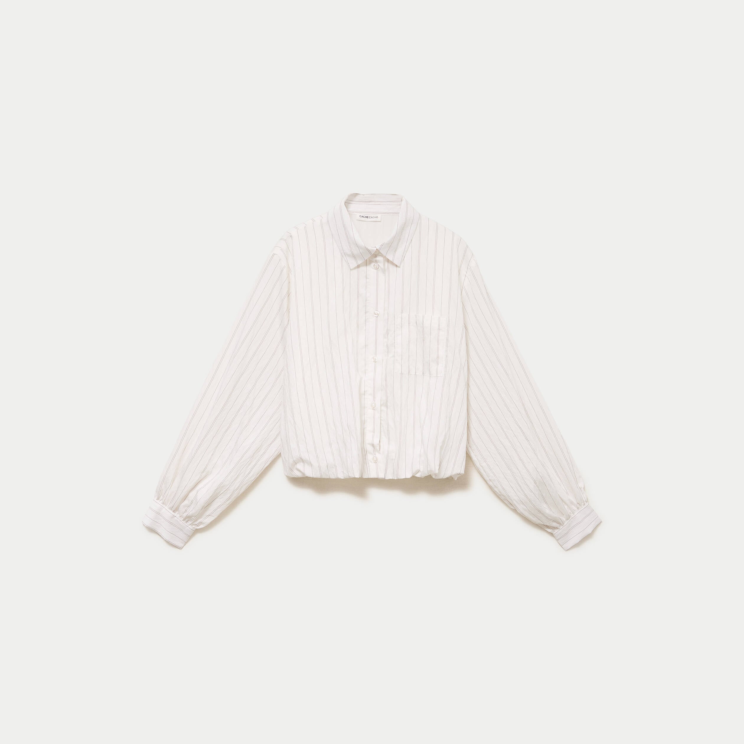 Chemise ample cropped effet boule blanc femme