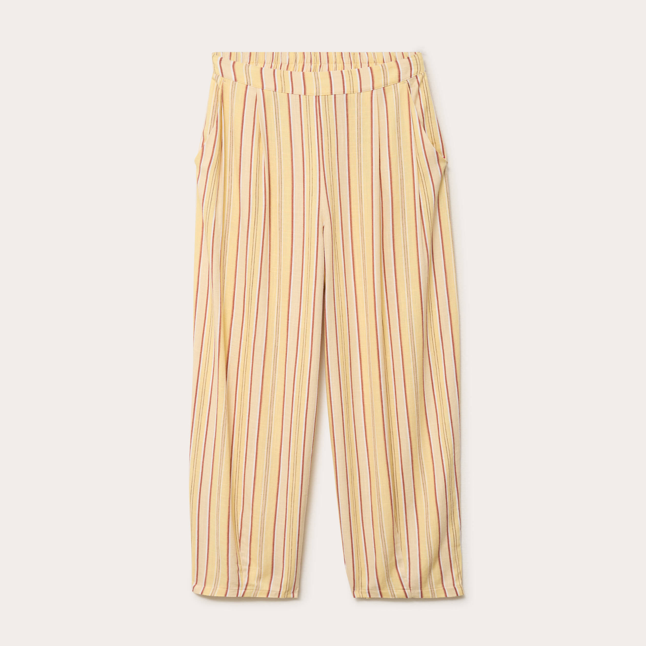 Pantalon large fluide jaune paille femme