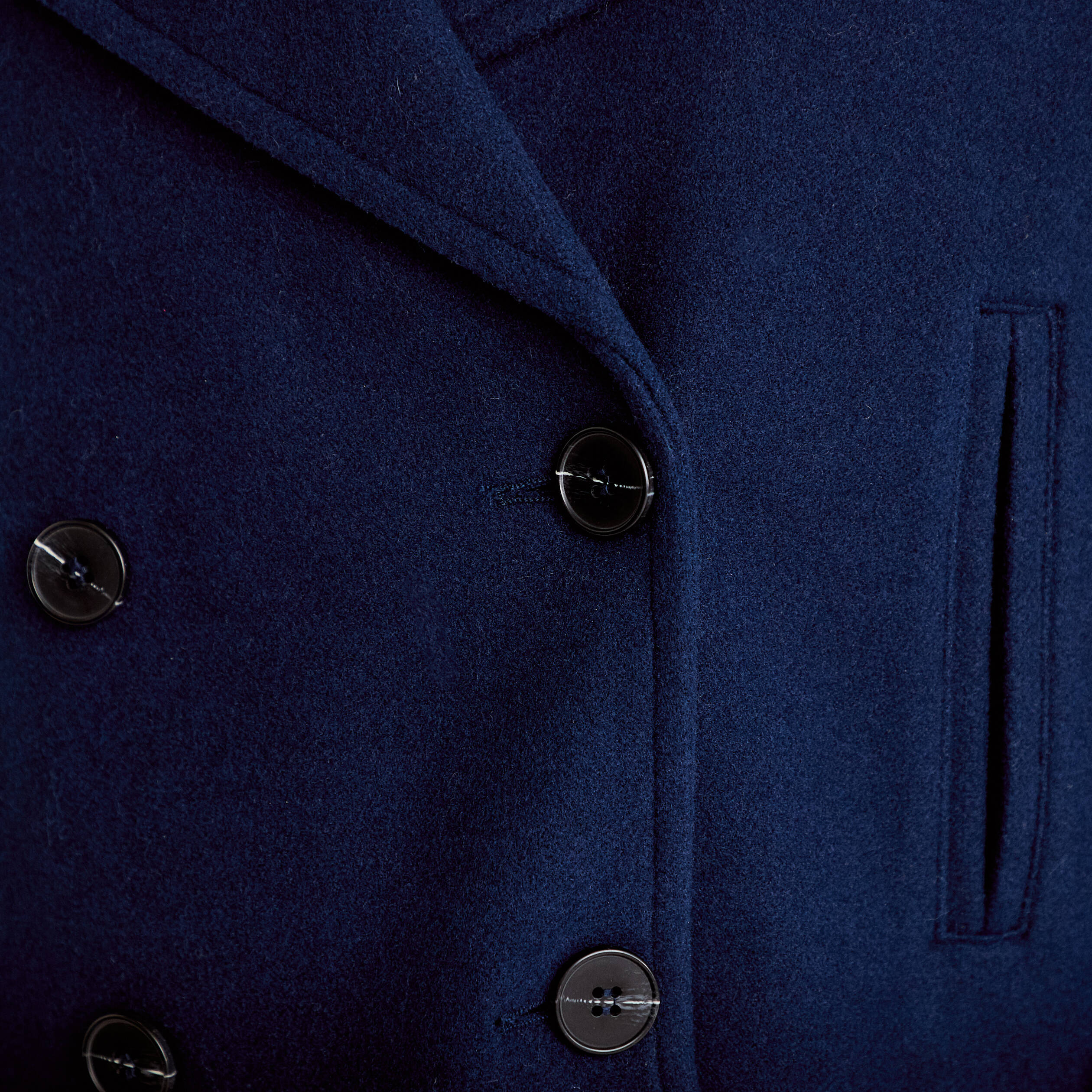 Caban court oversize col tailleur bleu marine femme