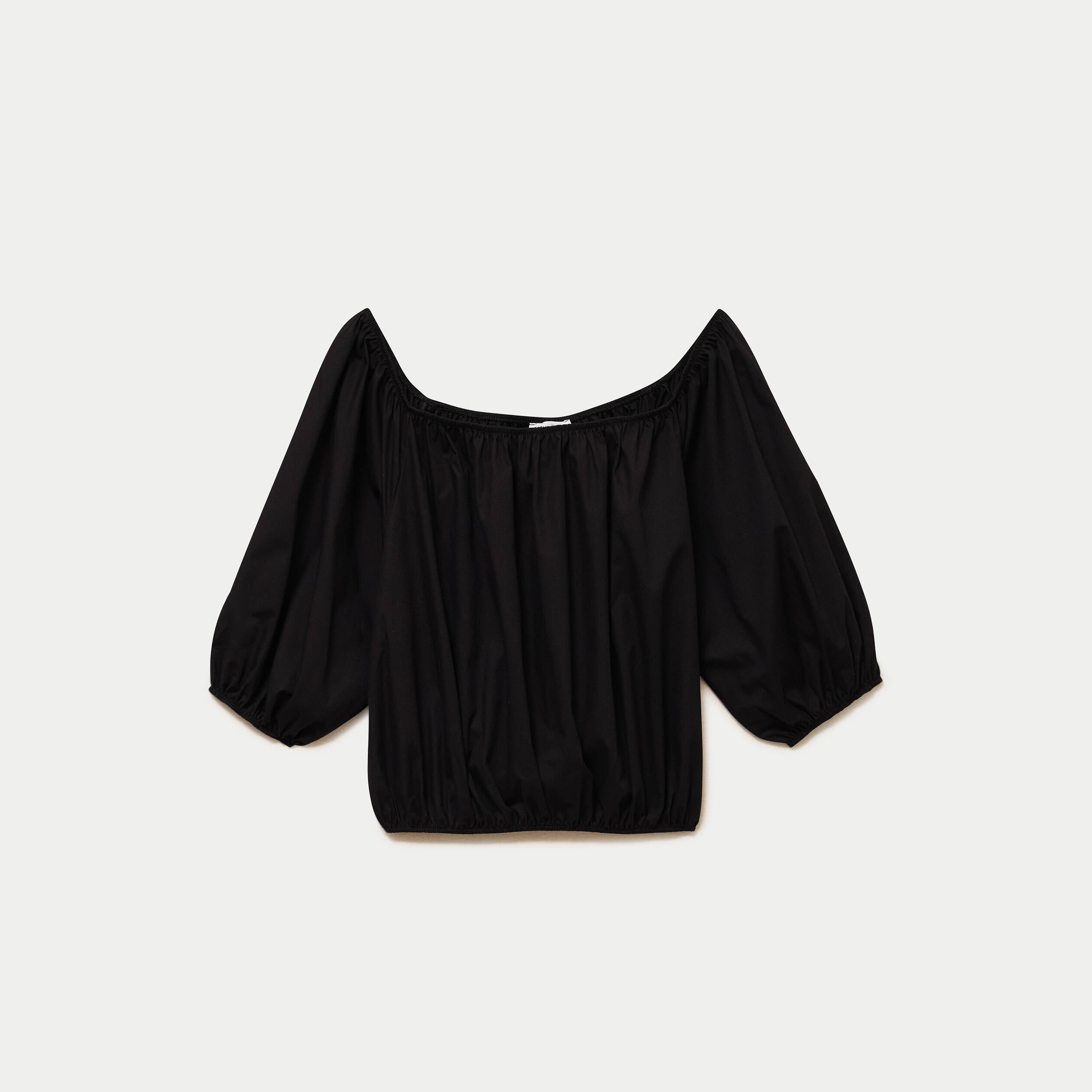 Blouse oversize col bardot manches 3/4 noir femme