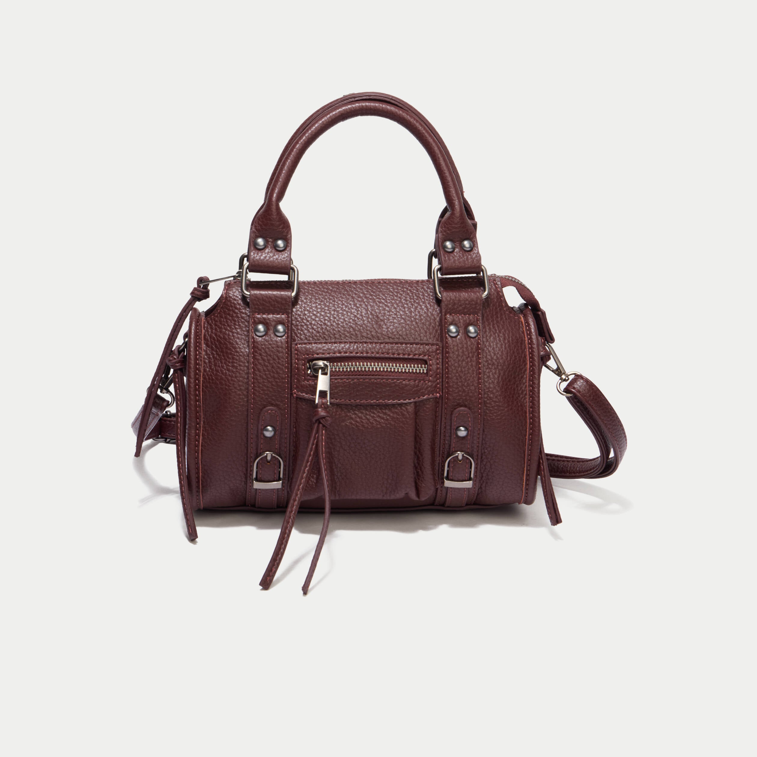 Sac port&eacute; main bordeaux femme
