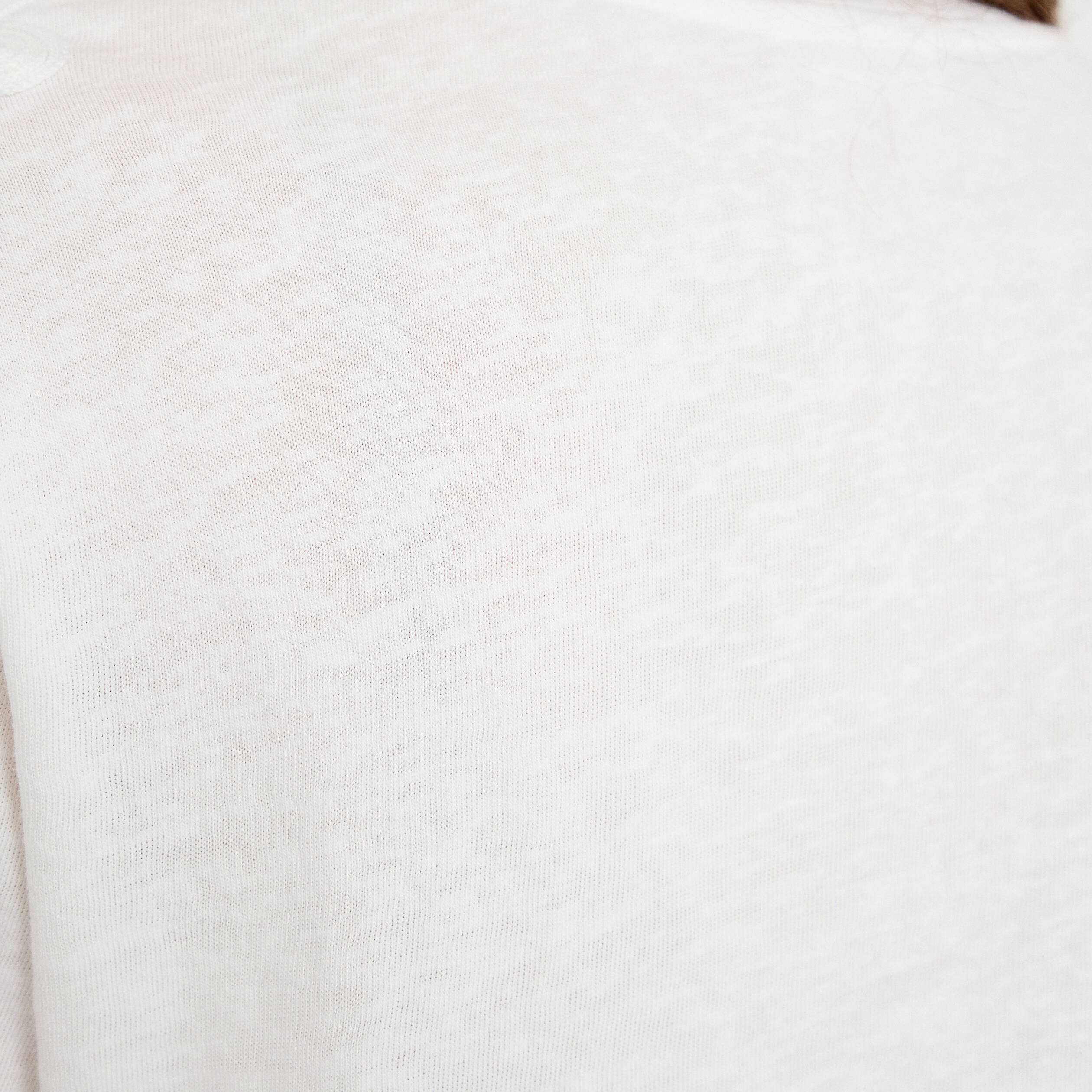 T-shirt col rond manches courtes brod&eacute; ecru femme