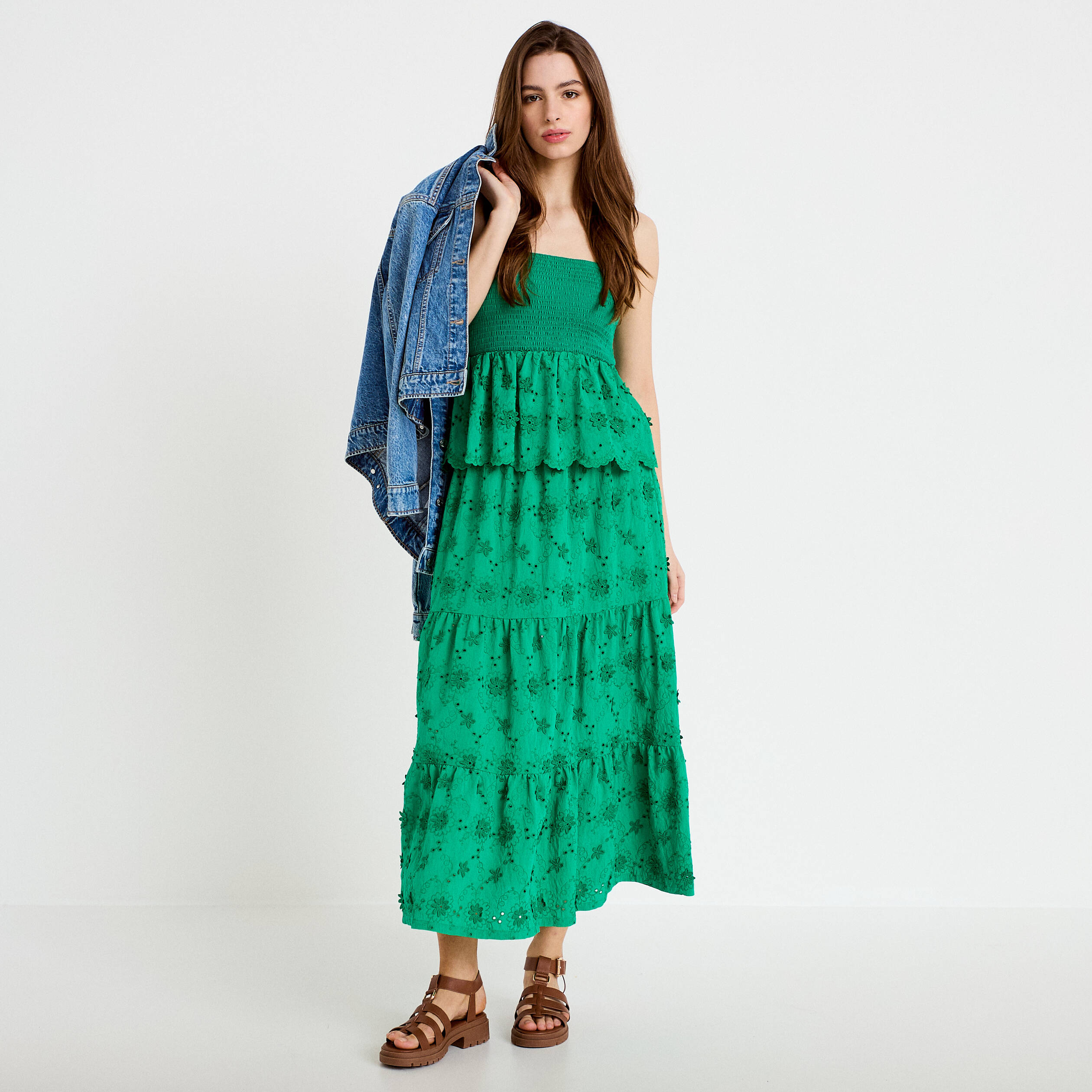 Top bi-mati&egrave;re &agrave; bretelles vert femme