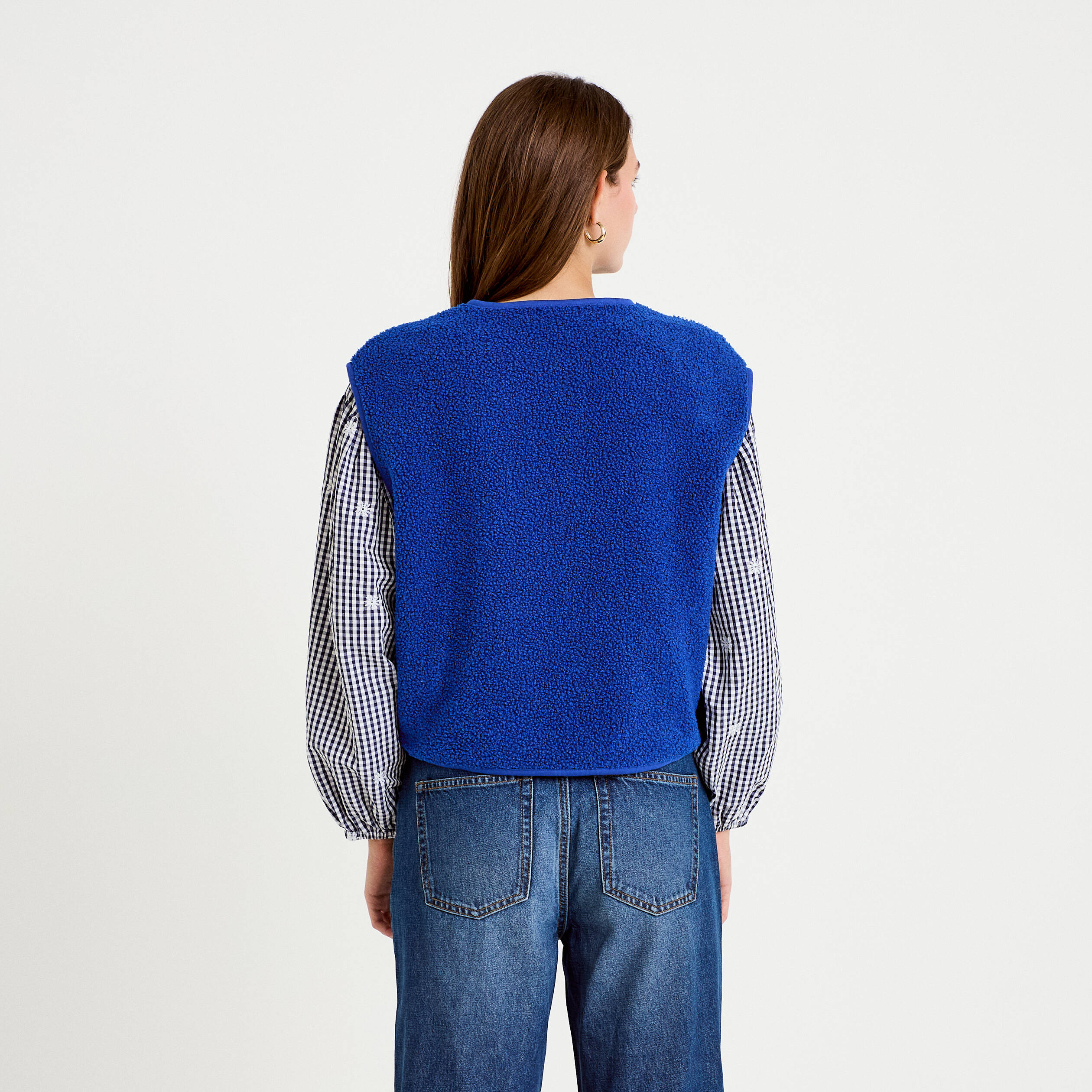 Gilet sans manches effet polaire bleu electrique femme