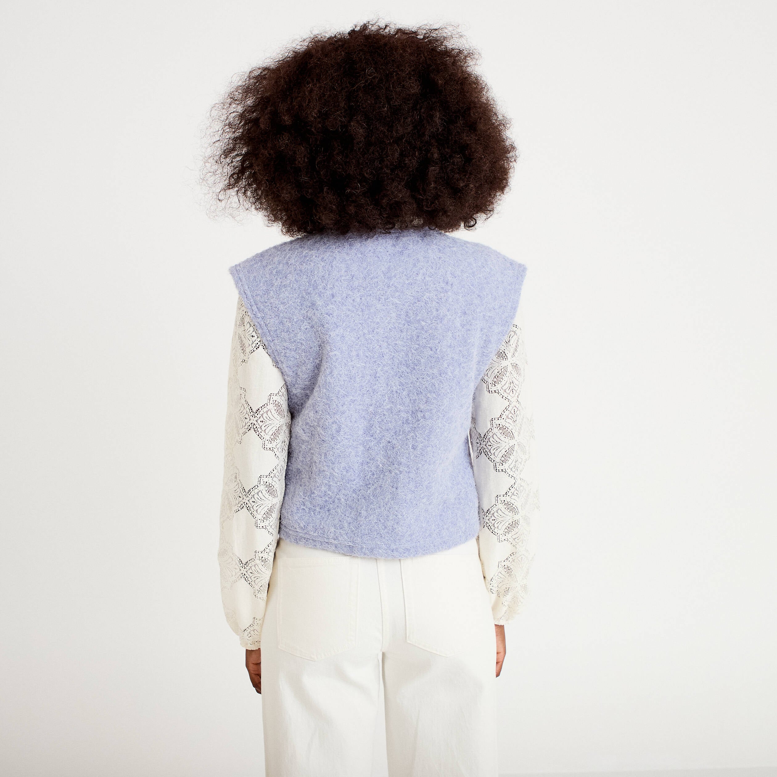 Gilet sans manches effet polaire bleu gris femme
