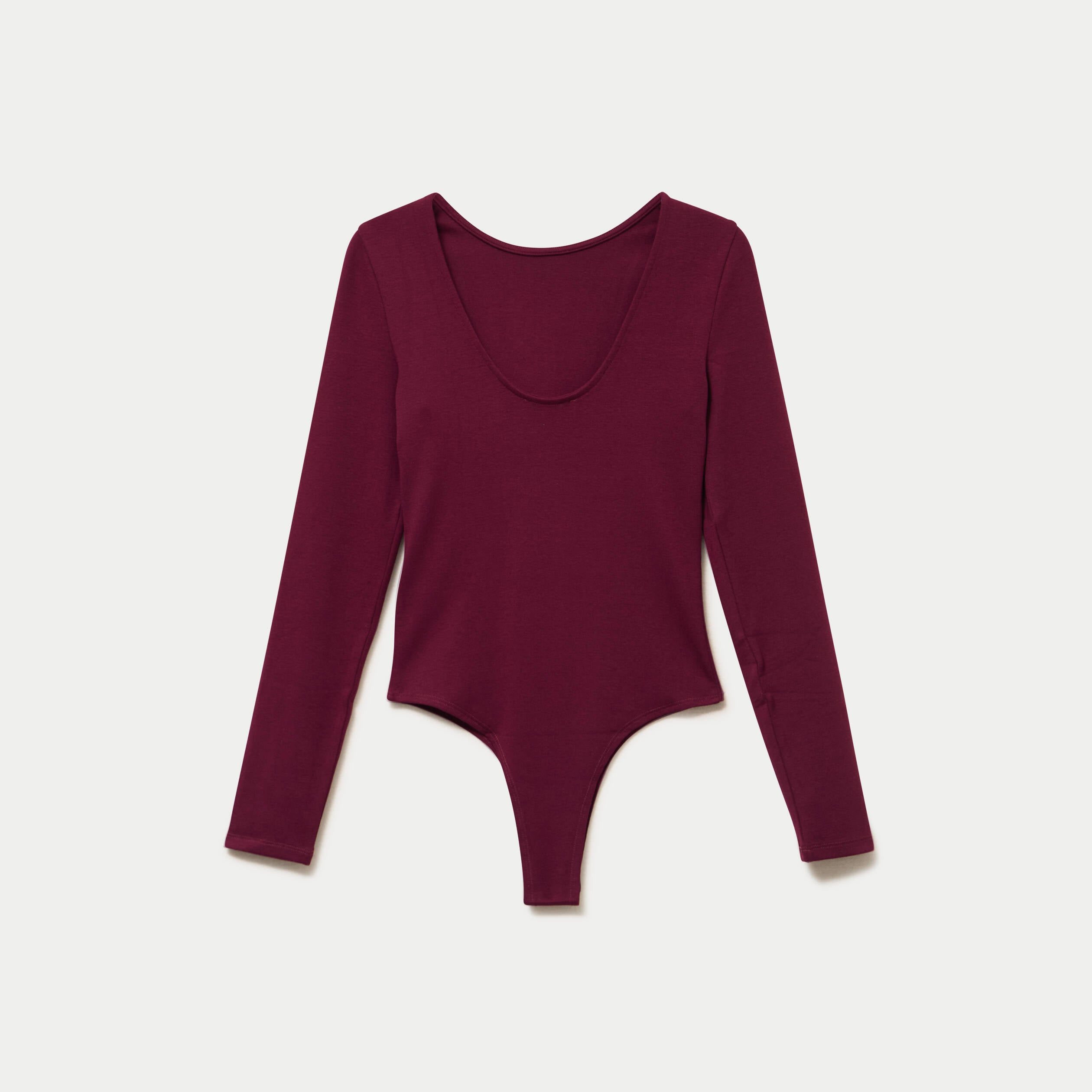 Body cintr&eacute; manches longues bateau bordeaux femme
