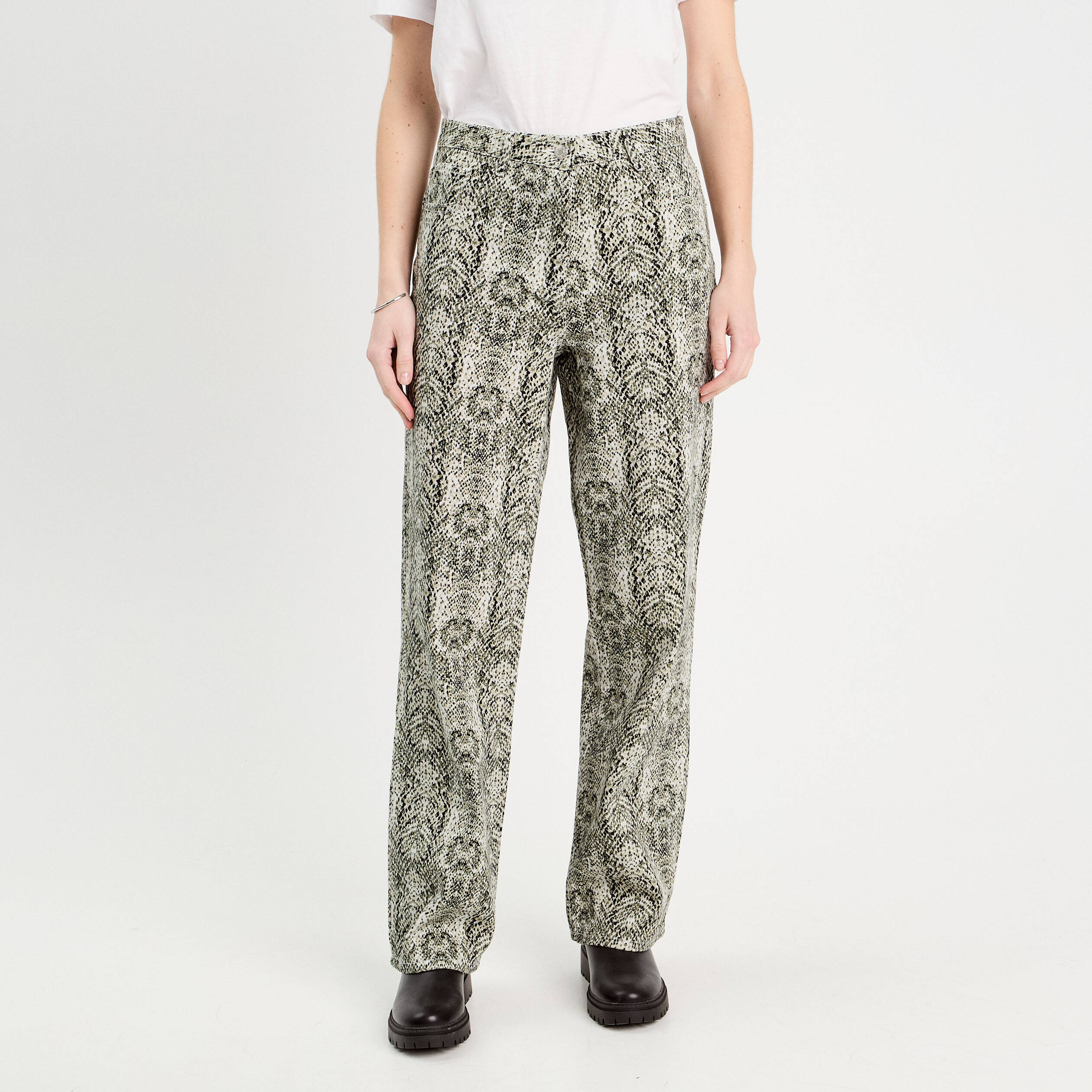 Pantalon large vert kaki femme