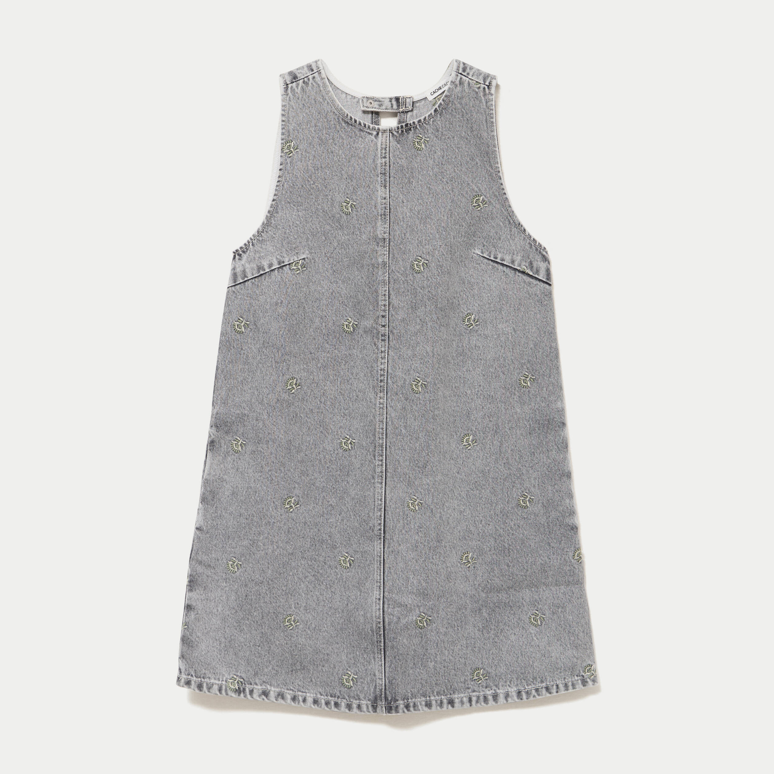Robe courte &eacute;vas&eacute;e en jean sans manches denim gris femme