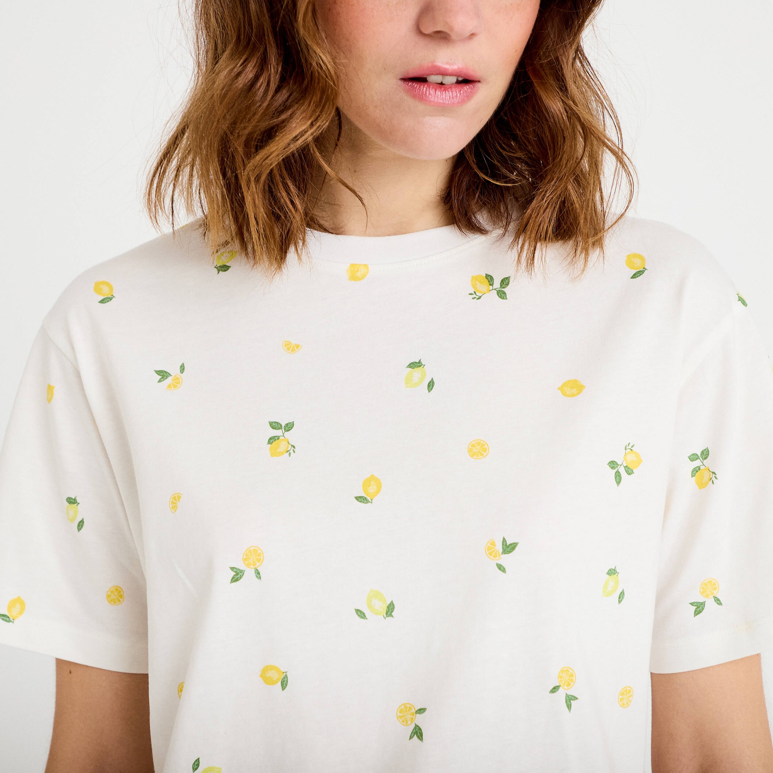 T-shirt &agrave; motif manches courtes blanc femme