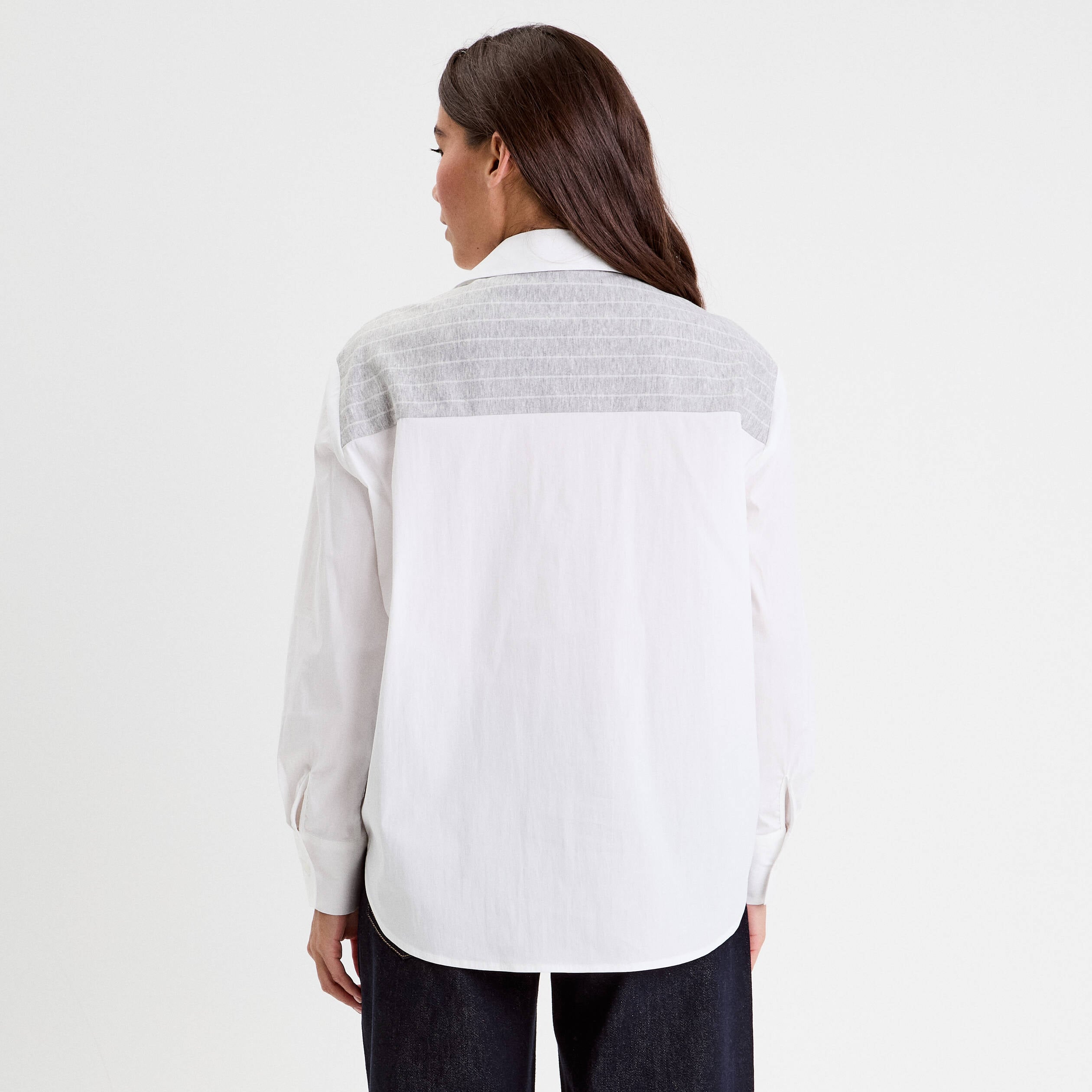 Chemise oversize manches longues blanc femme
