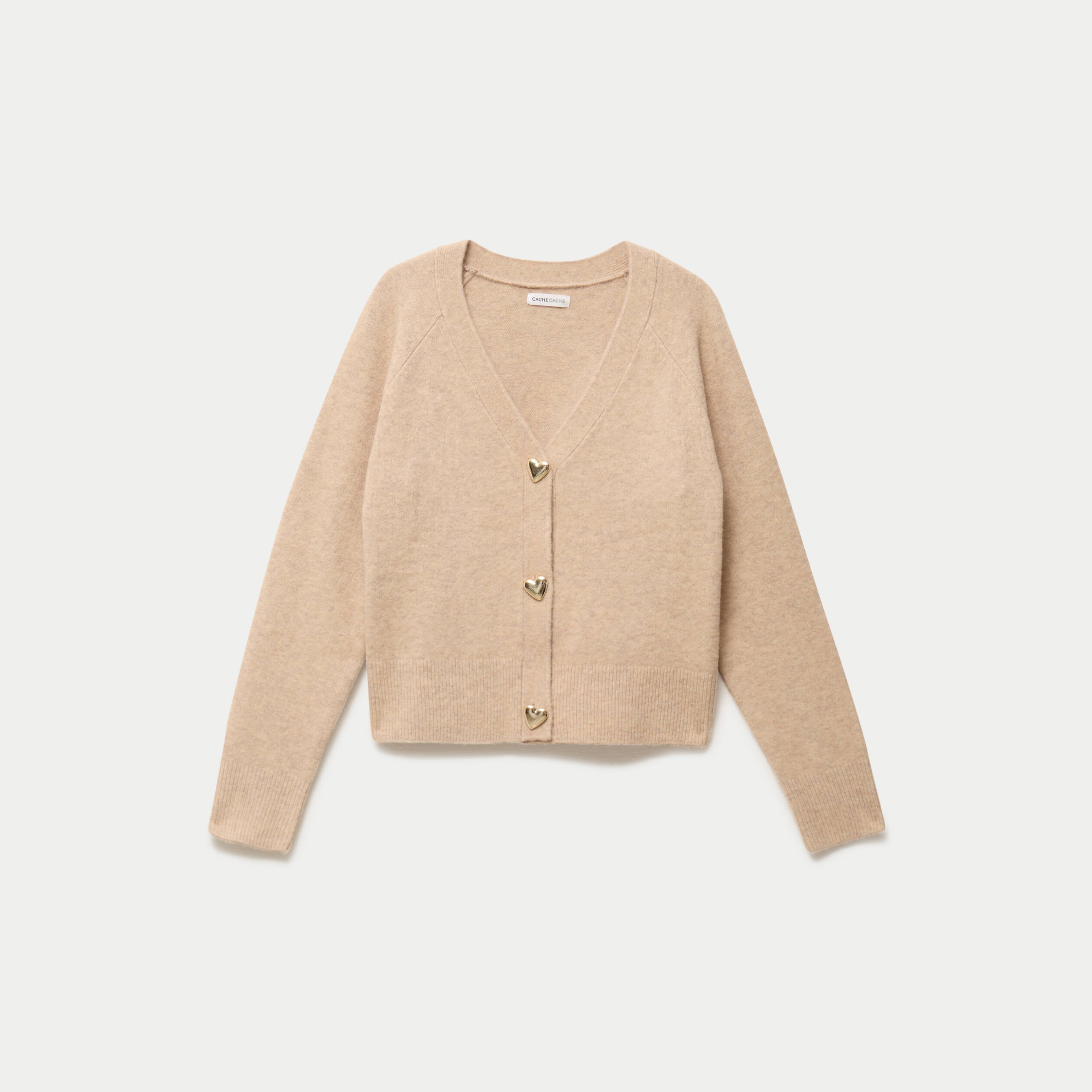 Gilet boutons coeur beige femme