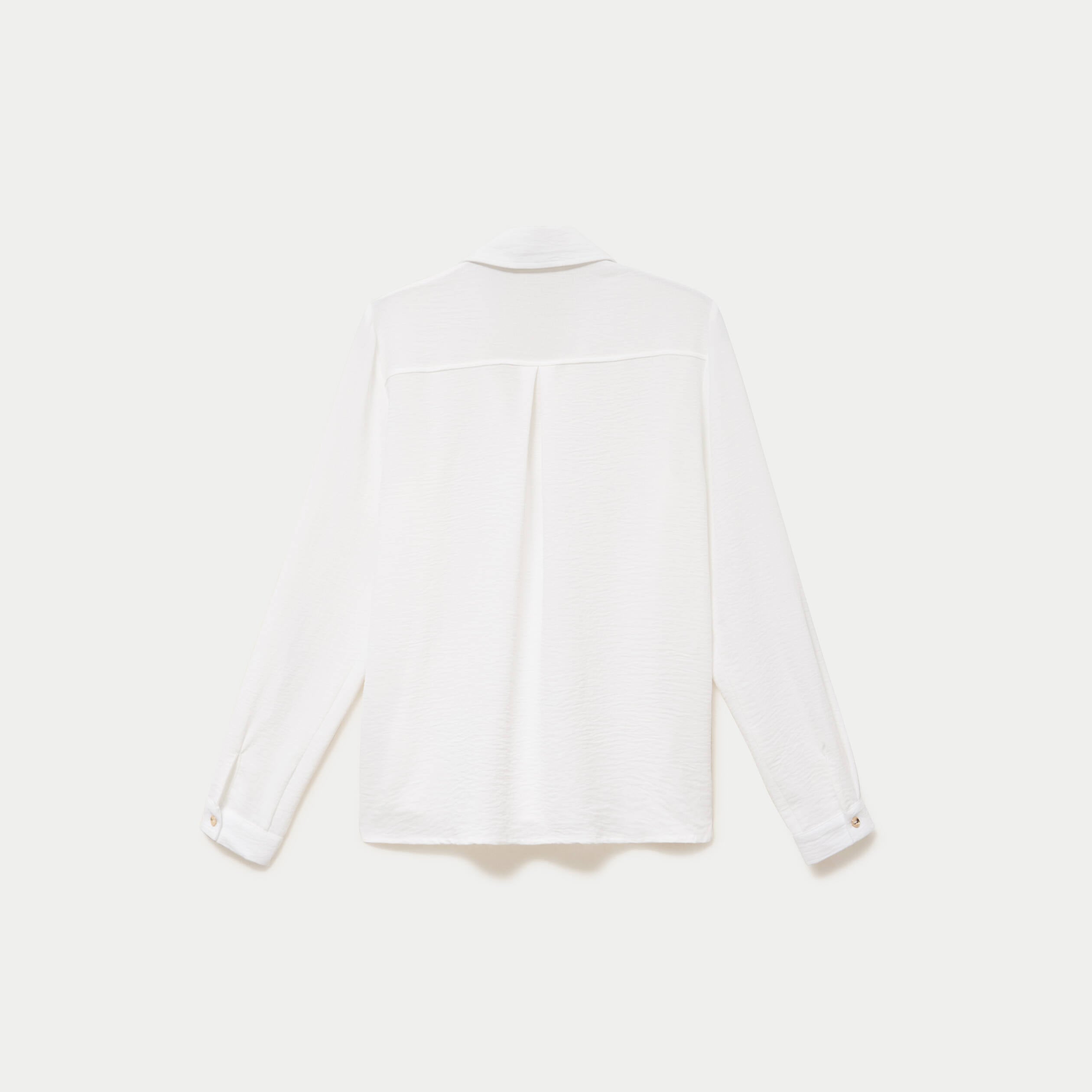 Chemise droite pliss&eacute;e manches longues ecru femme