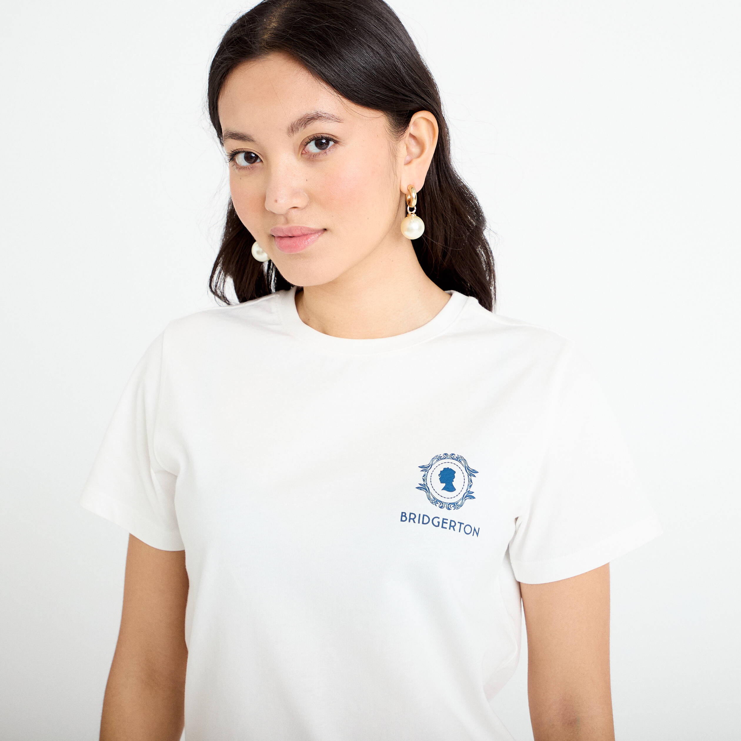T-shirt imprim&eacute; fleurs Bridgerton ecru femme