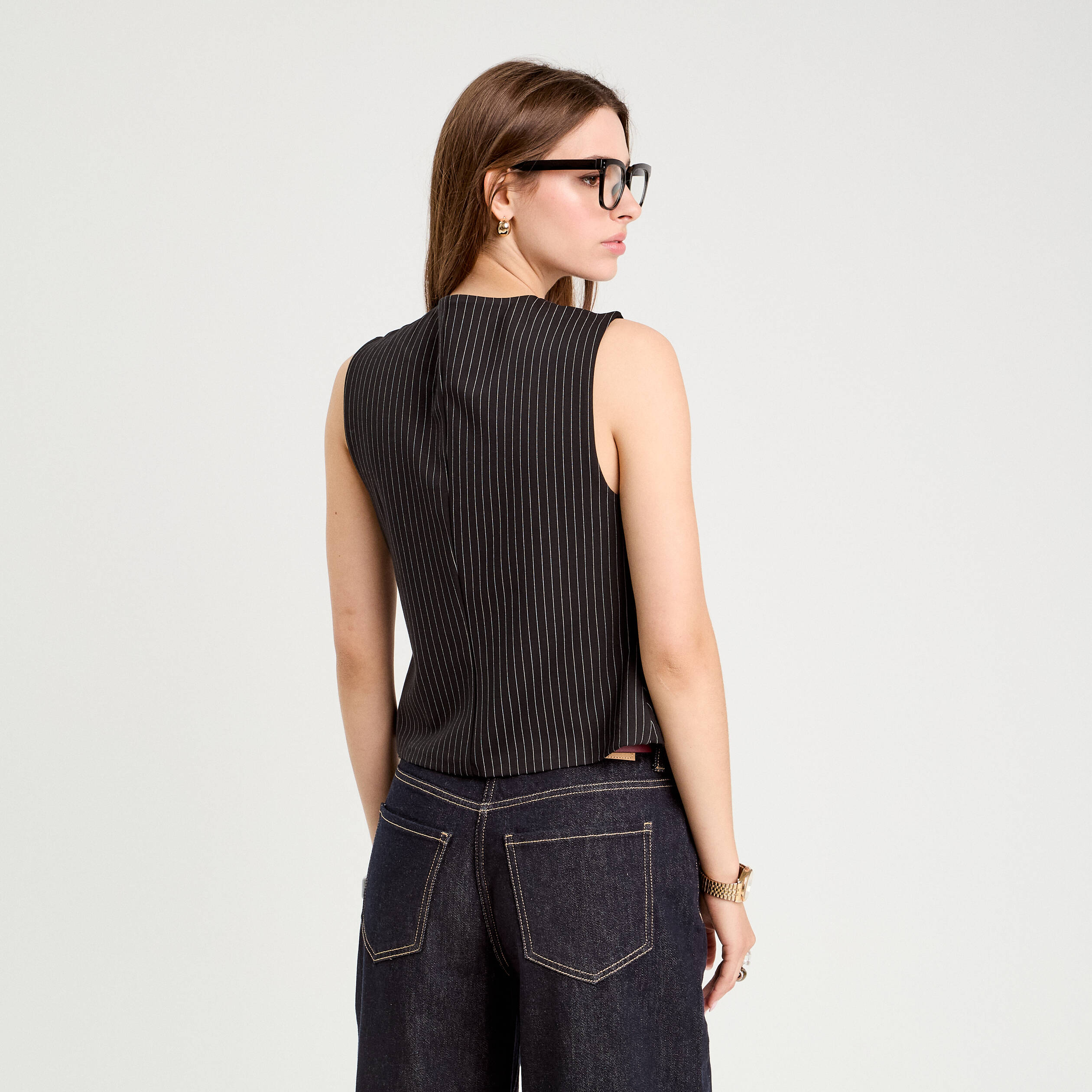 Veston sans manches noir femme
