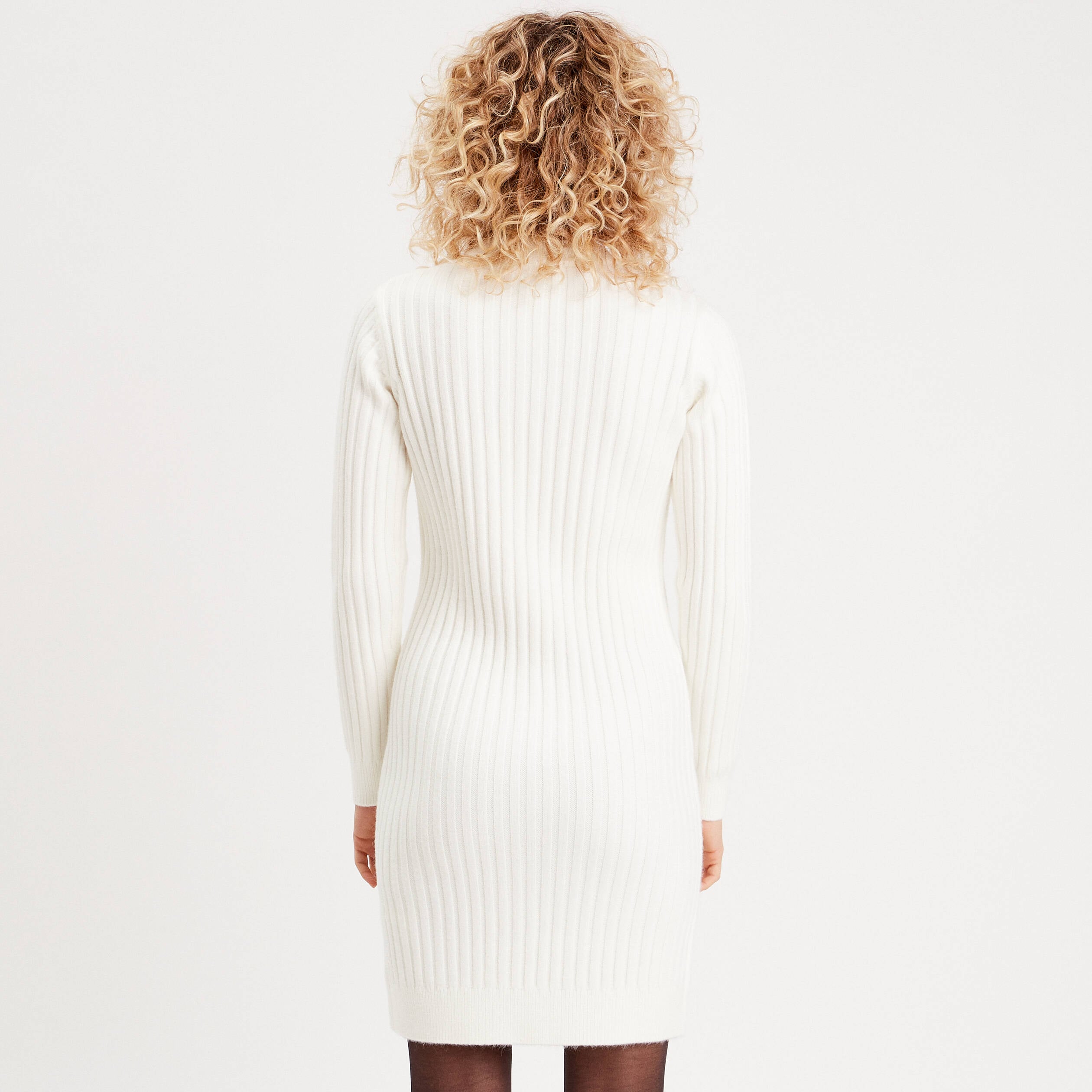 Robe pull &agrave; torsades ecru femme