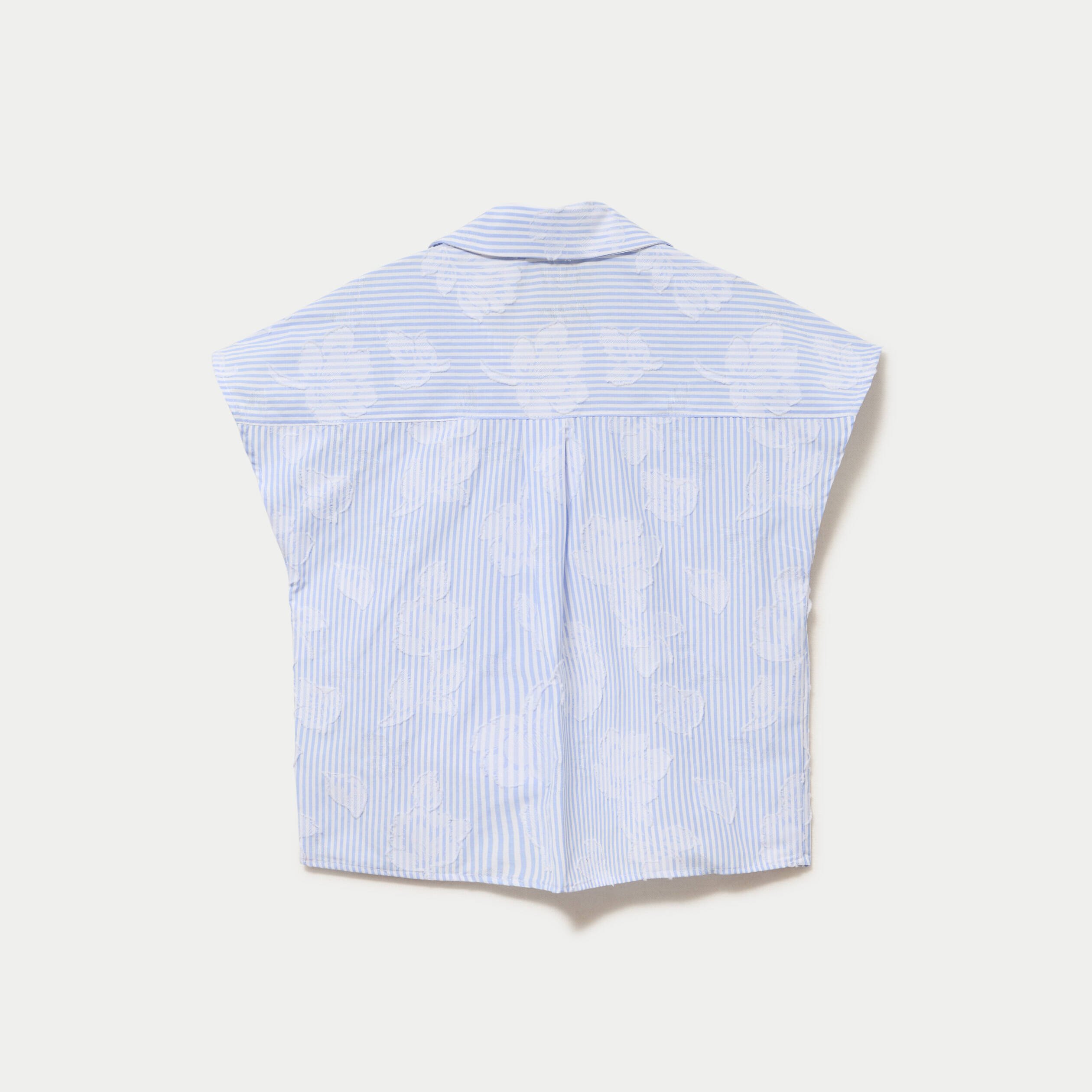 Chemise sans manches col am&eacute;ricain bleu ciel femme