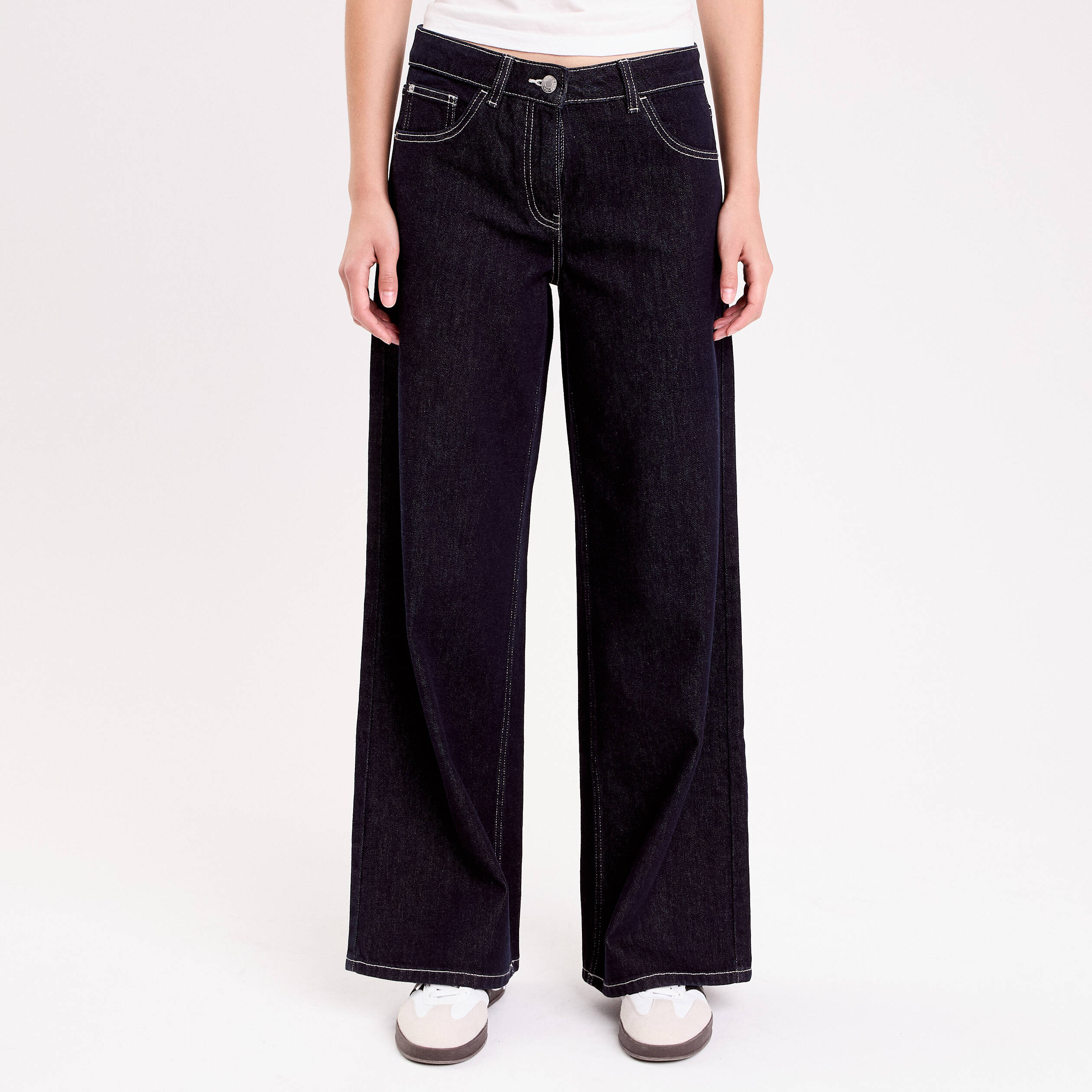 Jean wide leg taille standard denim brut femme