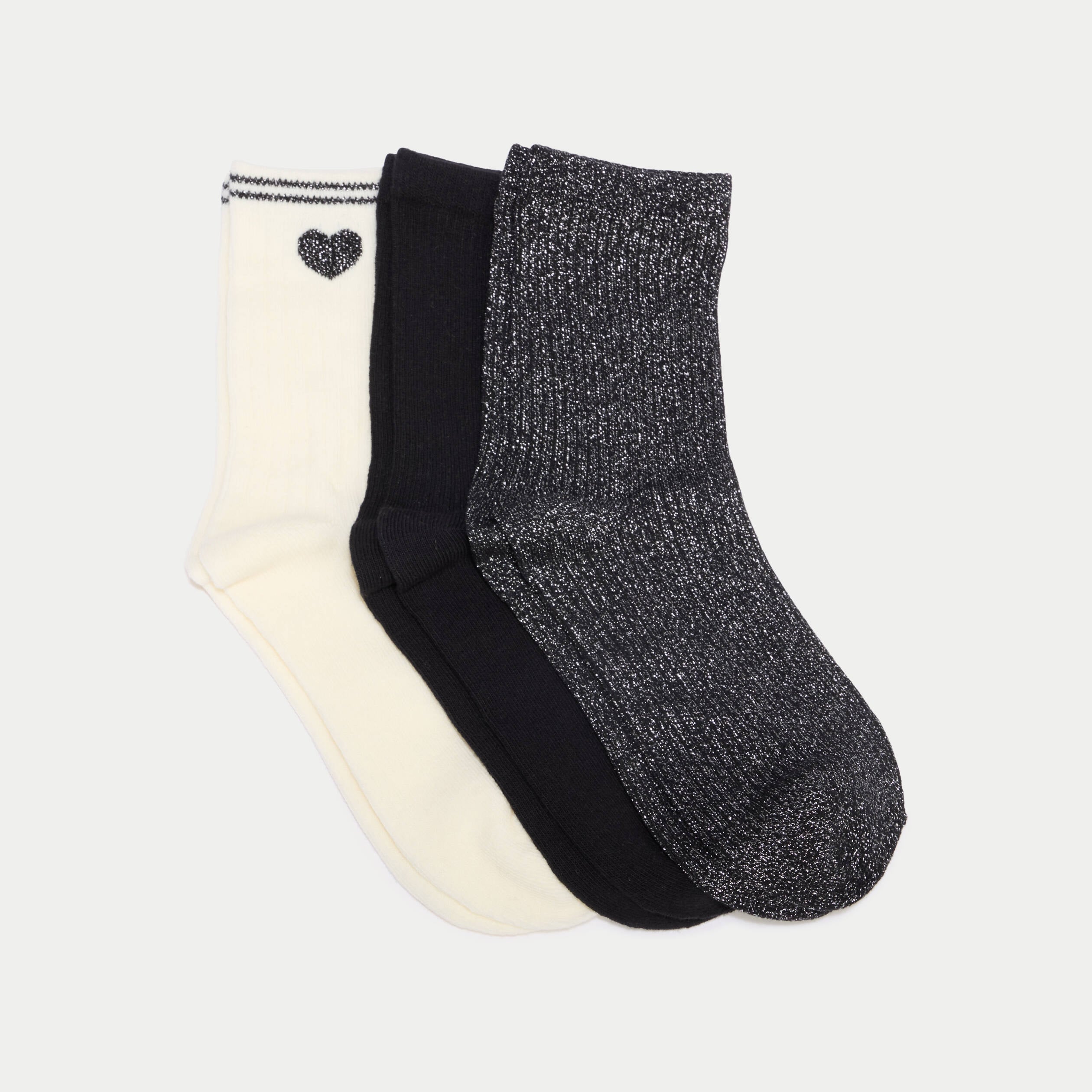 Lot de 3 paires de chaussettes noir femme