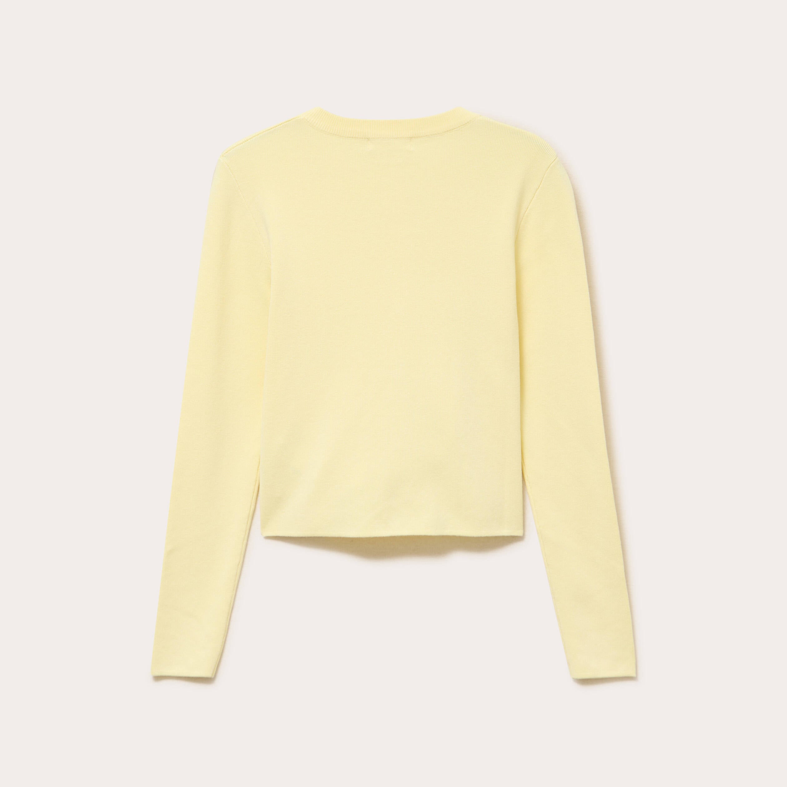 Gilet ajust&eacute; cropped col rond jaune clair femme