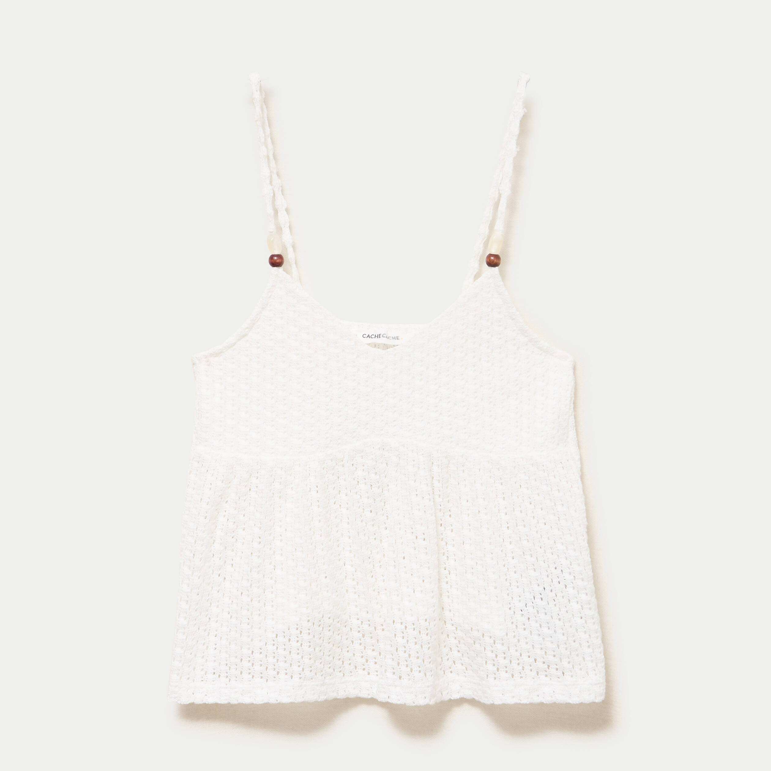 D&eacute;bardeur crochet d&eacute;tail de perles ecru femme