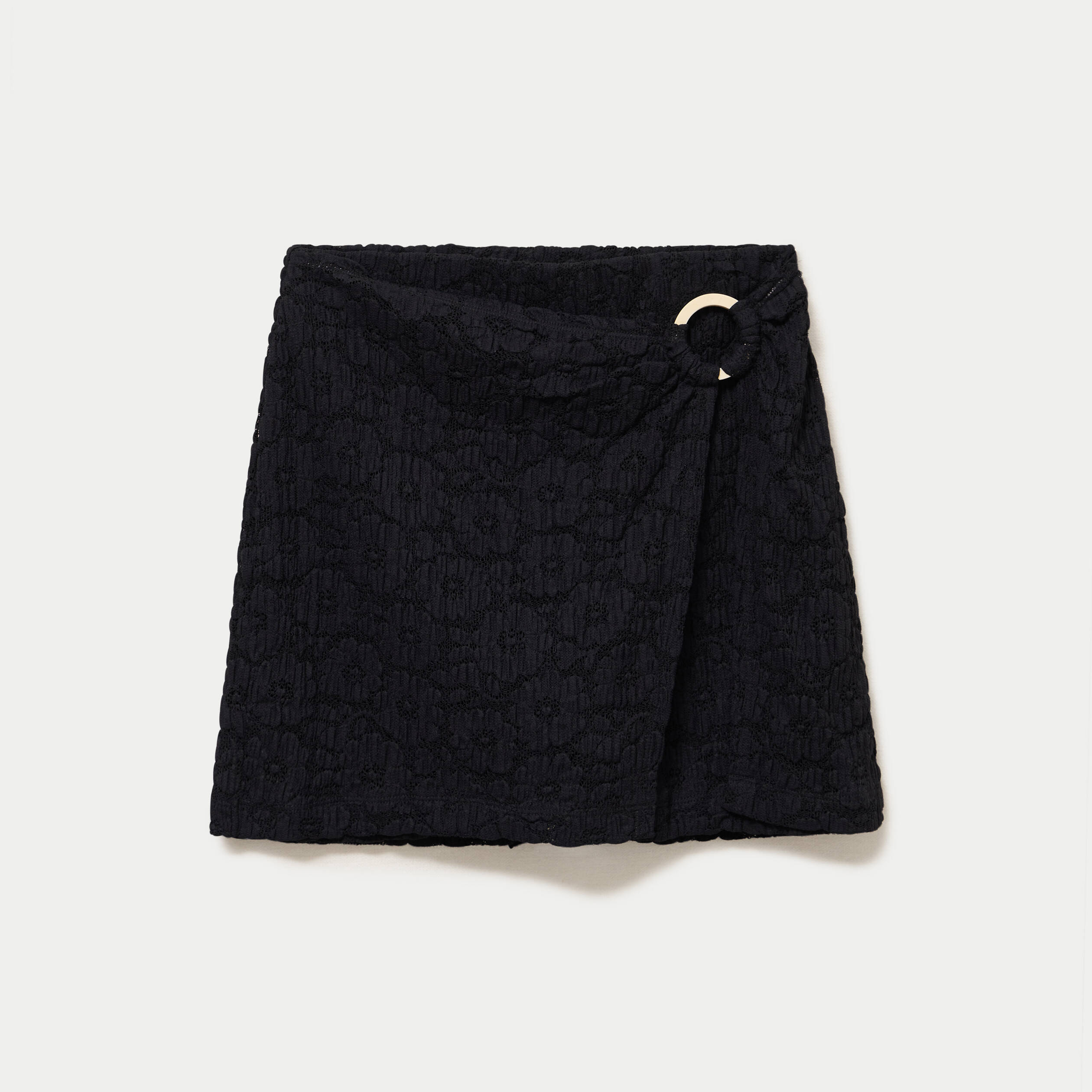 Jupe-short &eacute;vas&eacute;e en maille noir femme