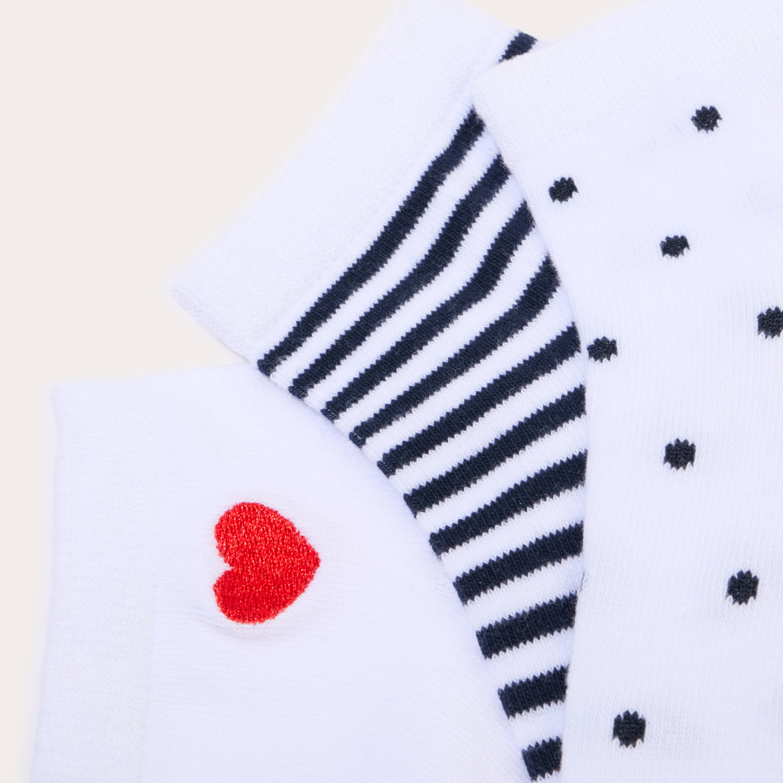 Lot de 3 paires chaussettes ecru femme