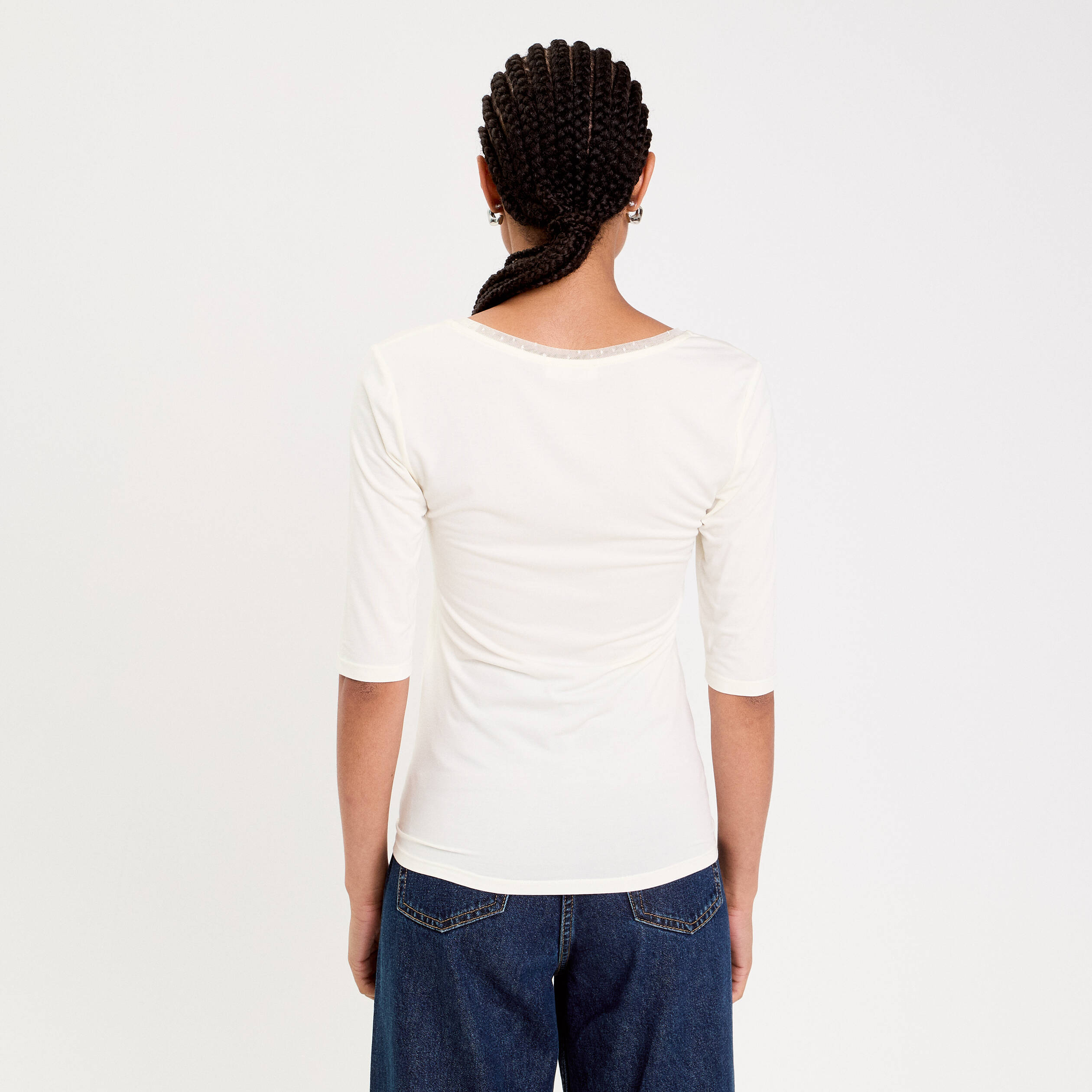 T-shirt thermique manches courtes ecru femme