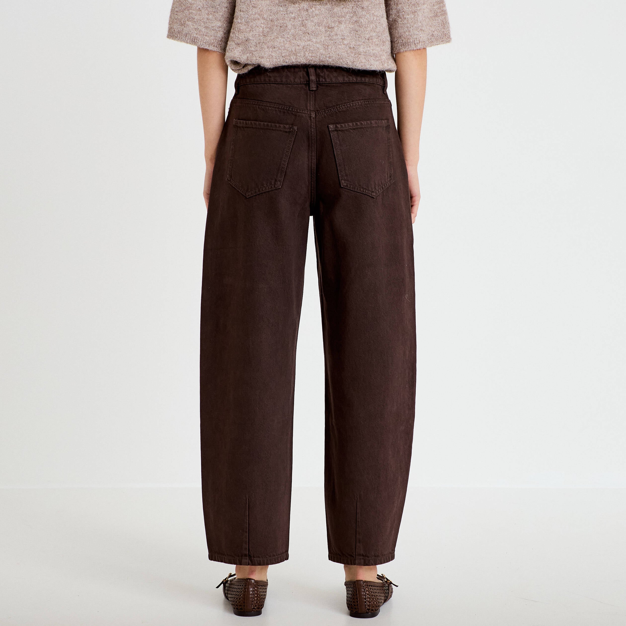 Jean bootcut taille standard marron fonc&eacute; femme