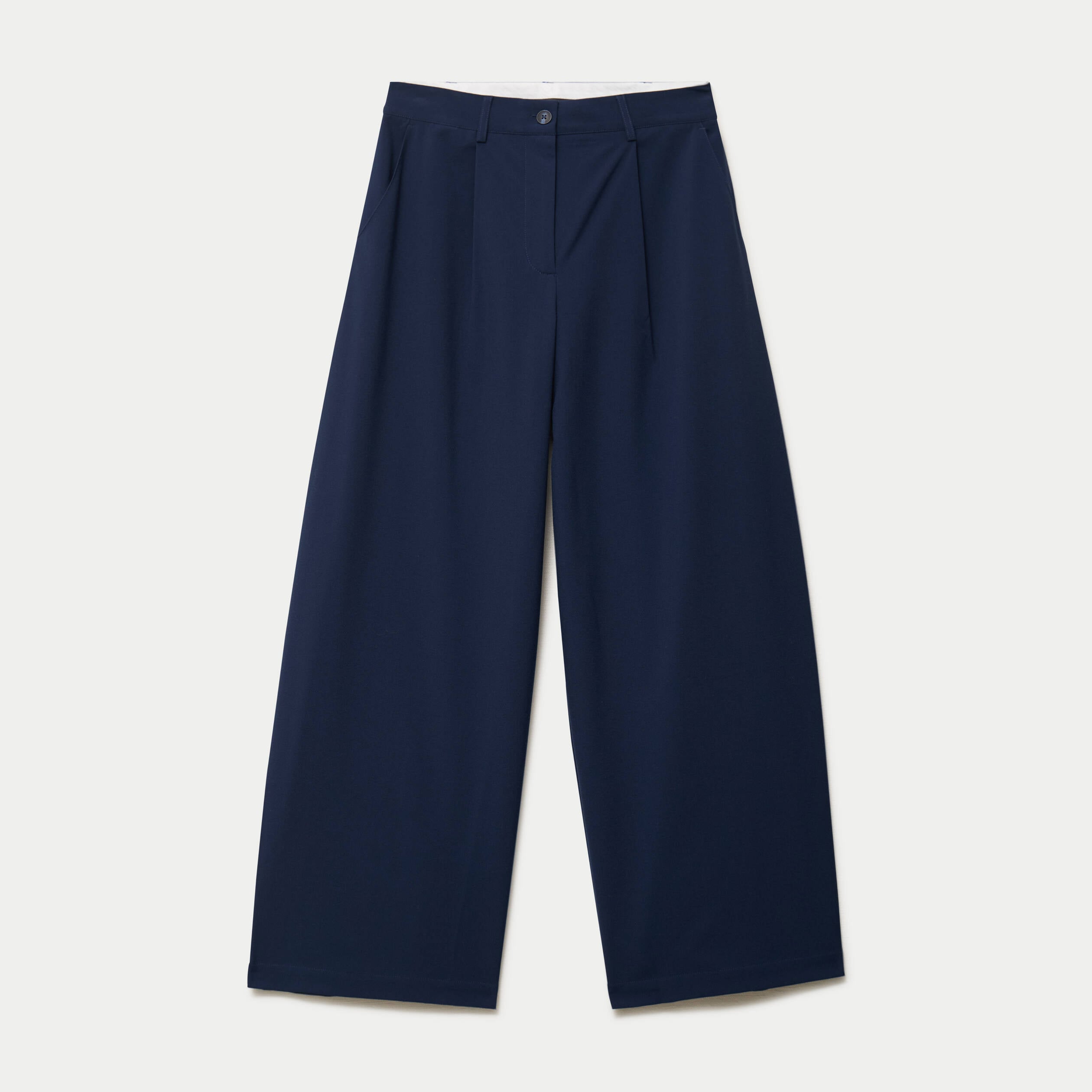 Pantalon barrel taille standard bleu marine femme