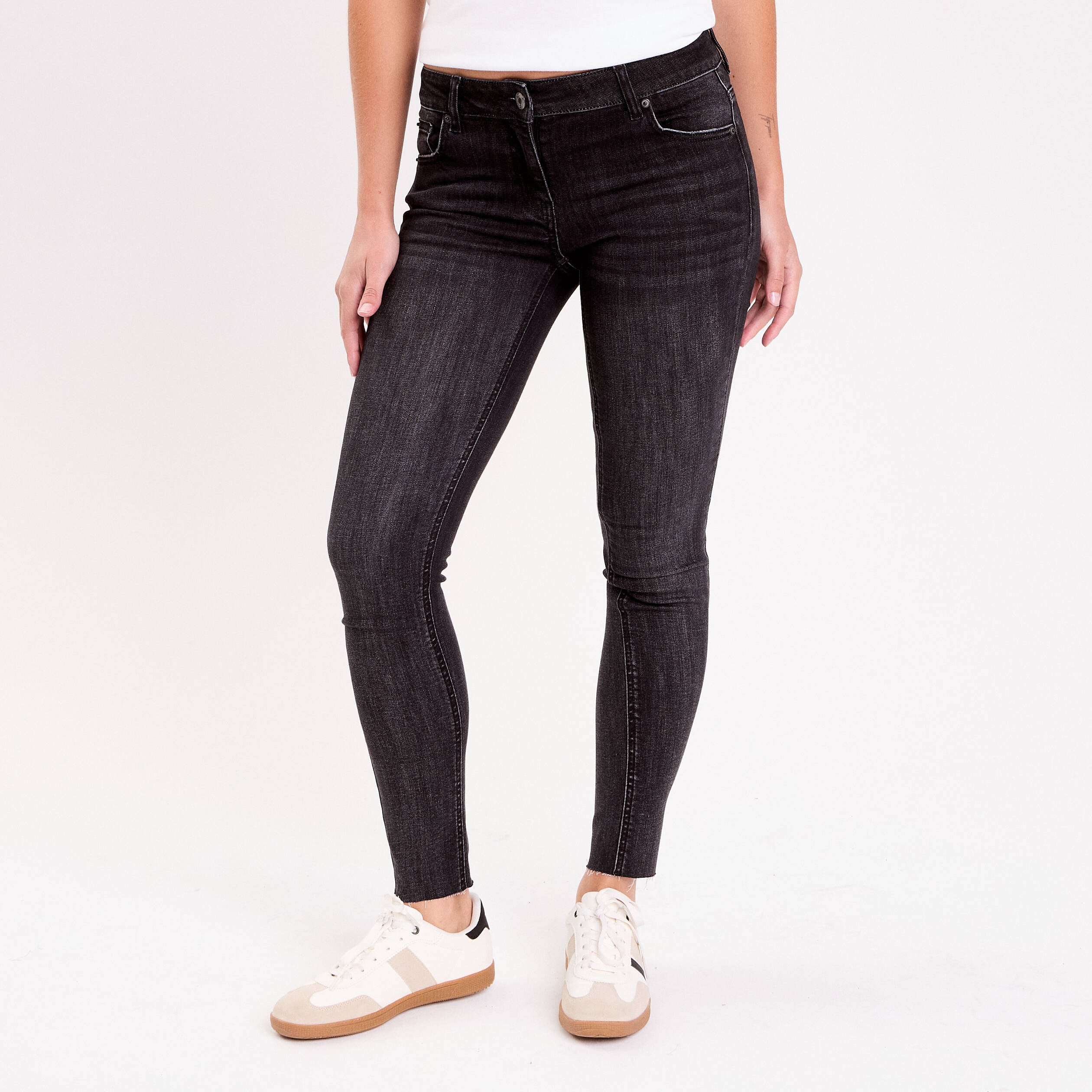 Jean skinny taille basse denim noir femme