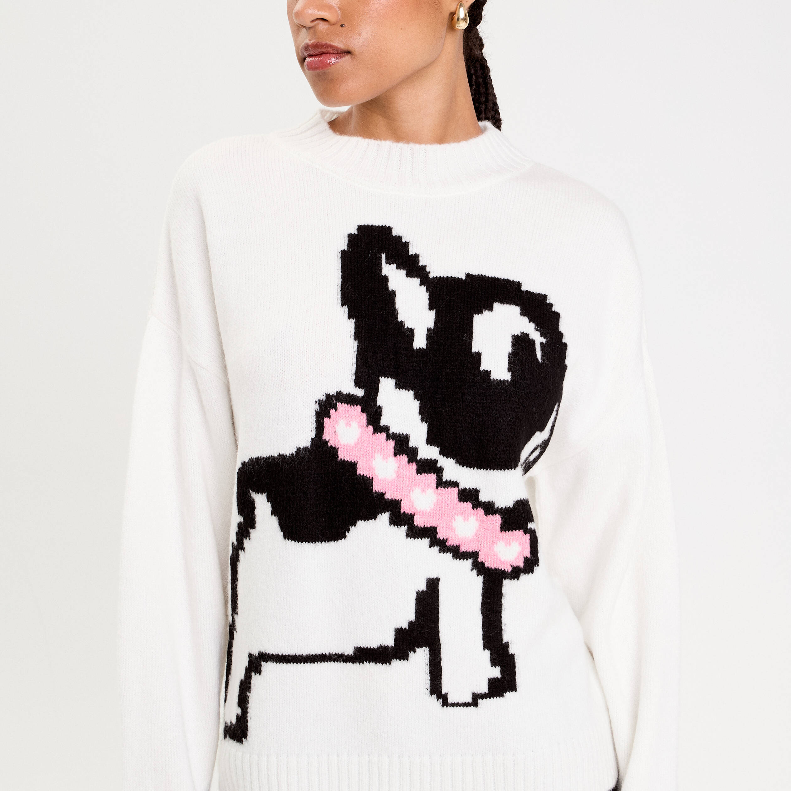 Pull manches longues ecru femme