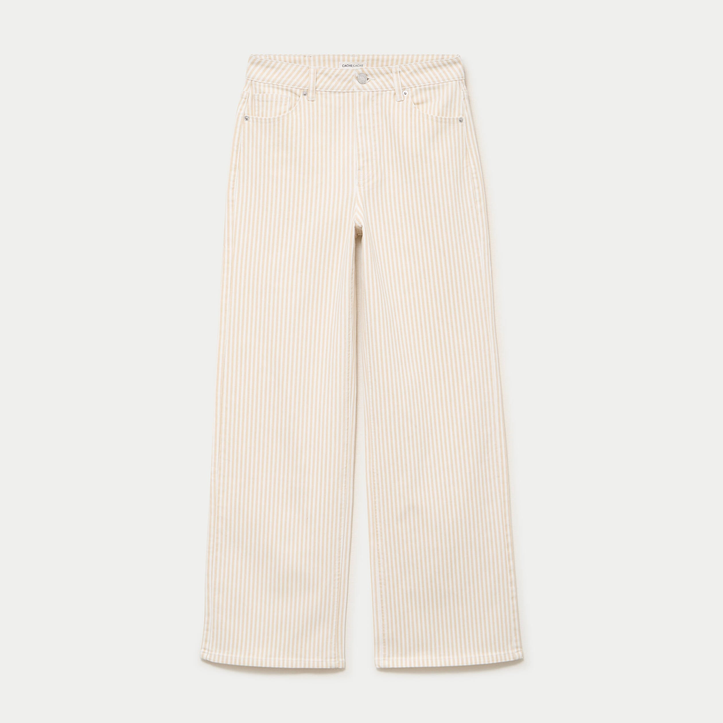Jean bootcut taille haute beige femme