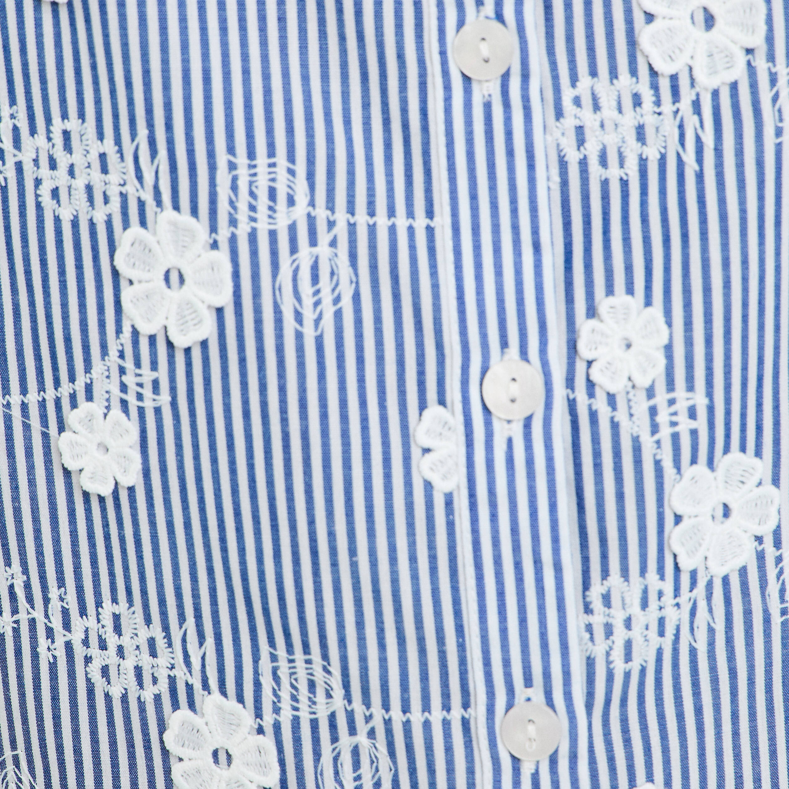 Blouse brod&eacute;e col mao manches 3/4 blanc femme