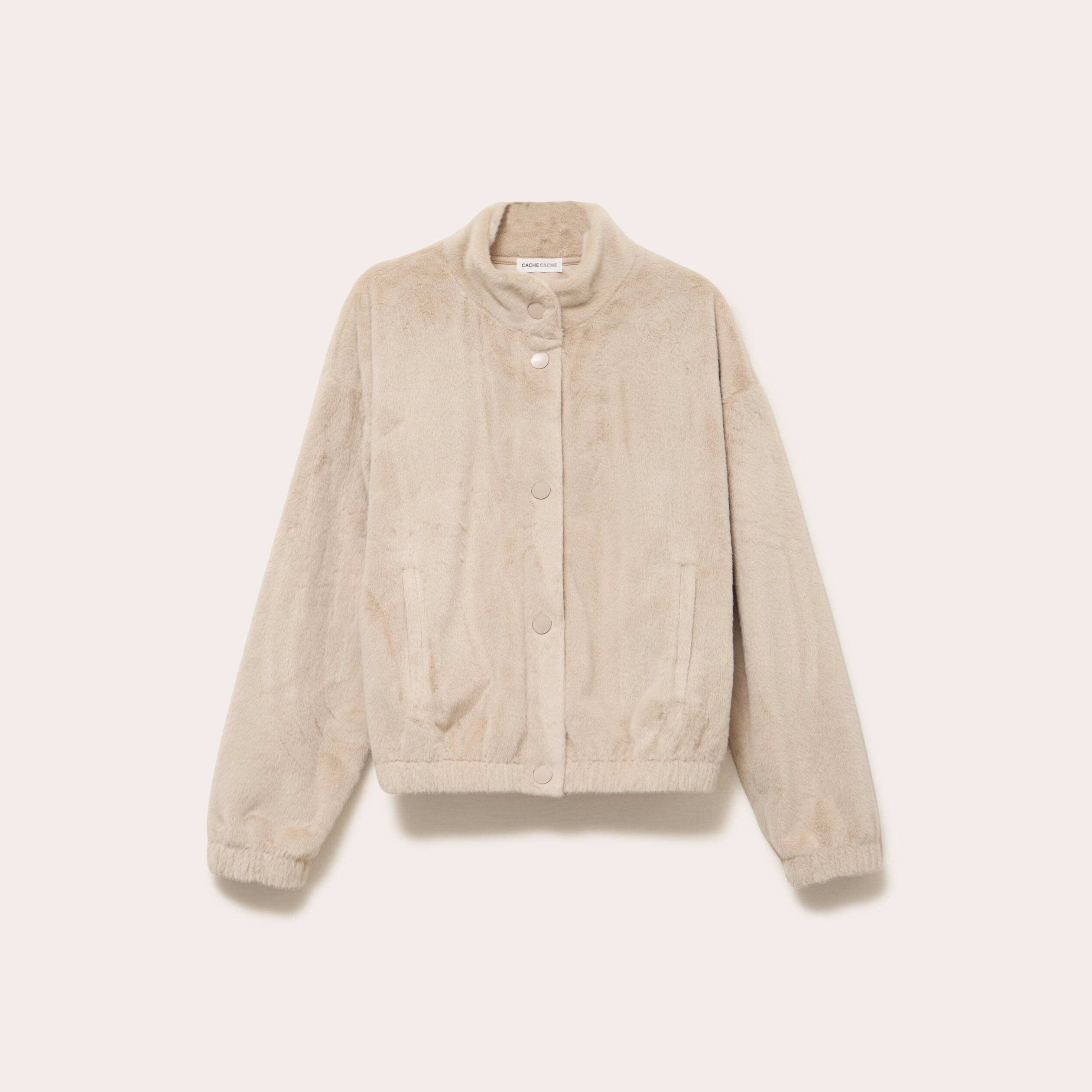 Veste fausse fourrure sable femme