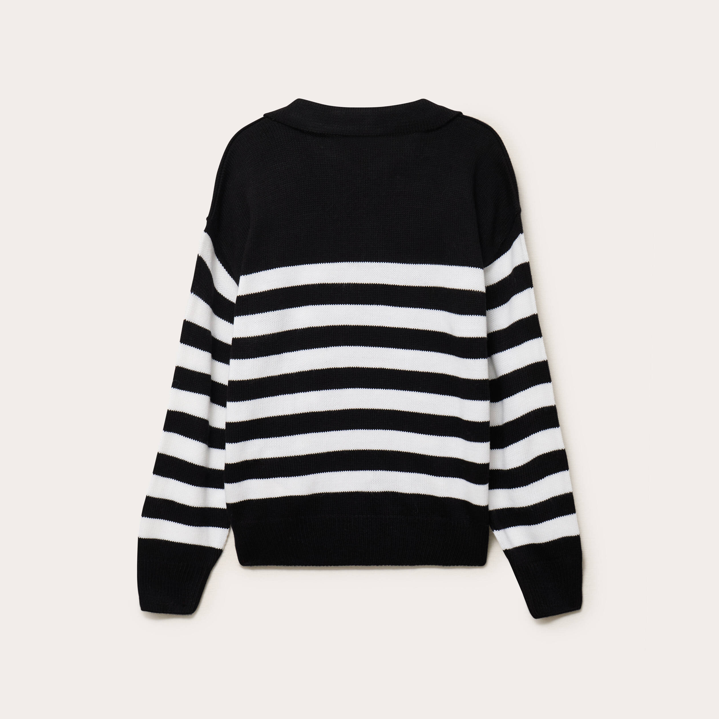 Pull col chemise manches longues noir femme