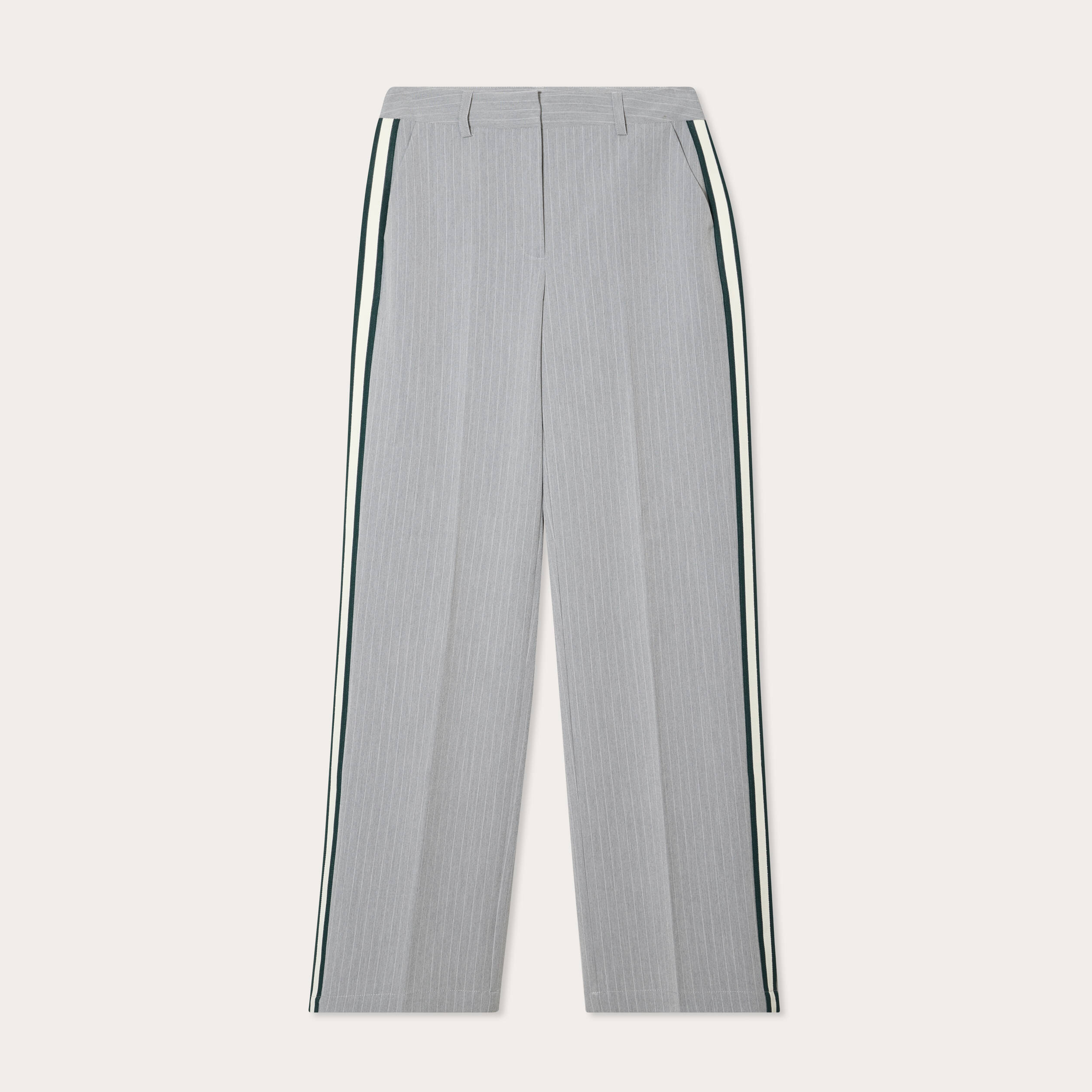 Pantalon large avec bandes gris clair femme