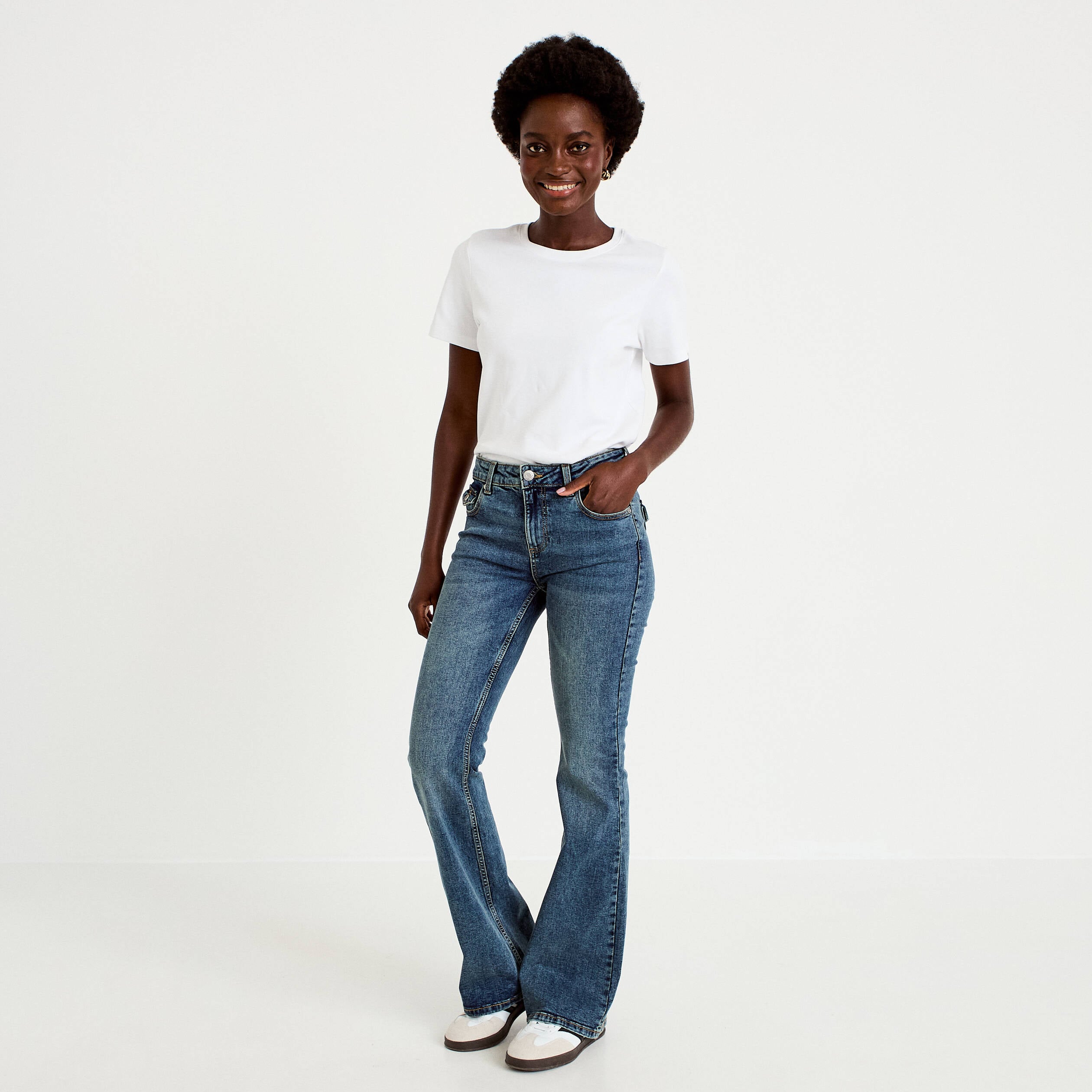 Jean bootcut taille basse denim dirty femme