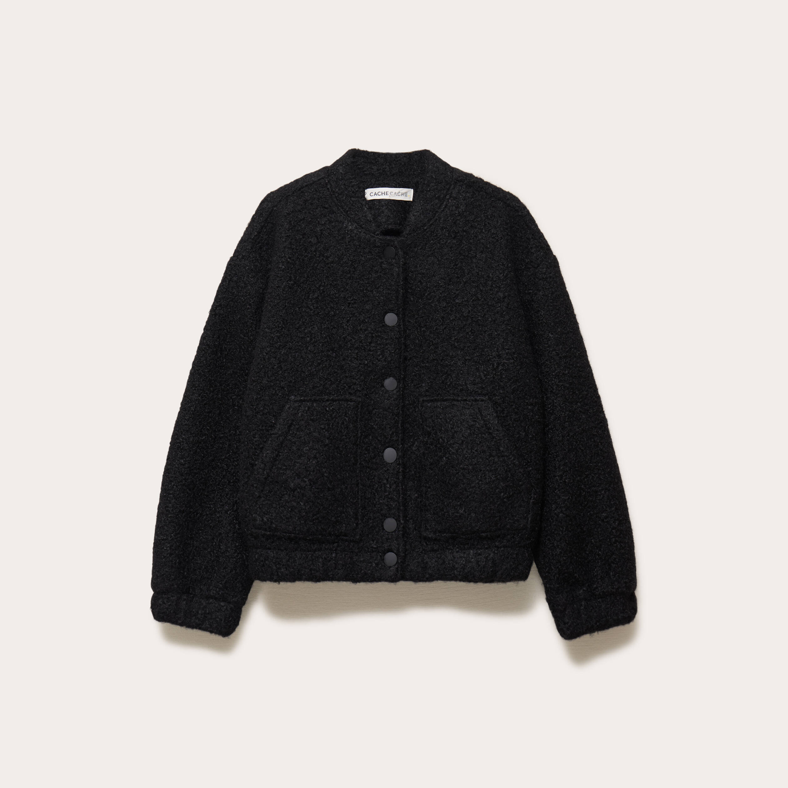 Veste teddy bouclette noir femme