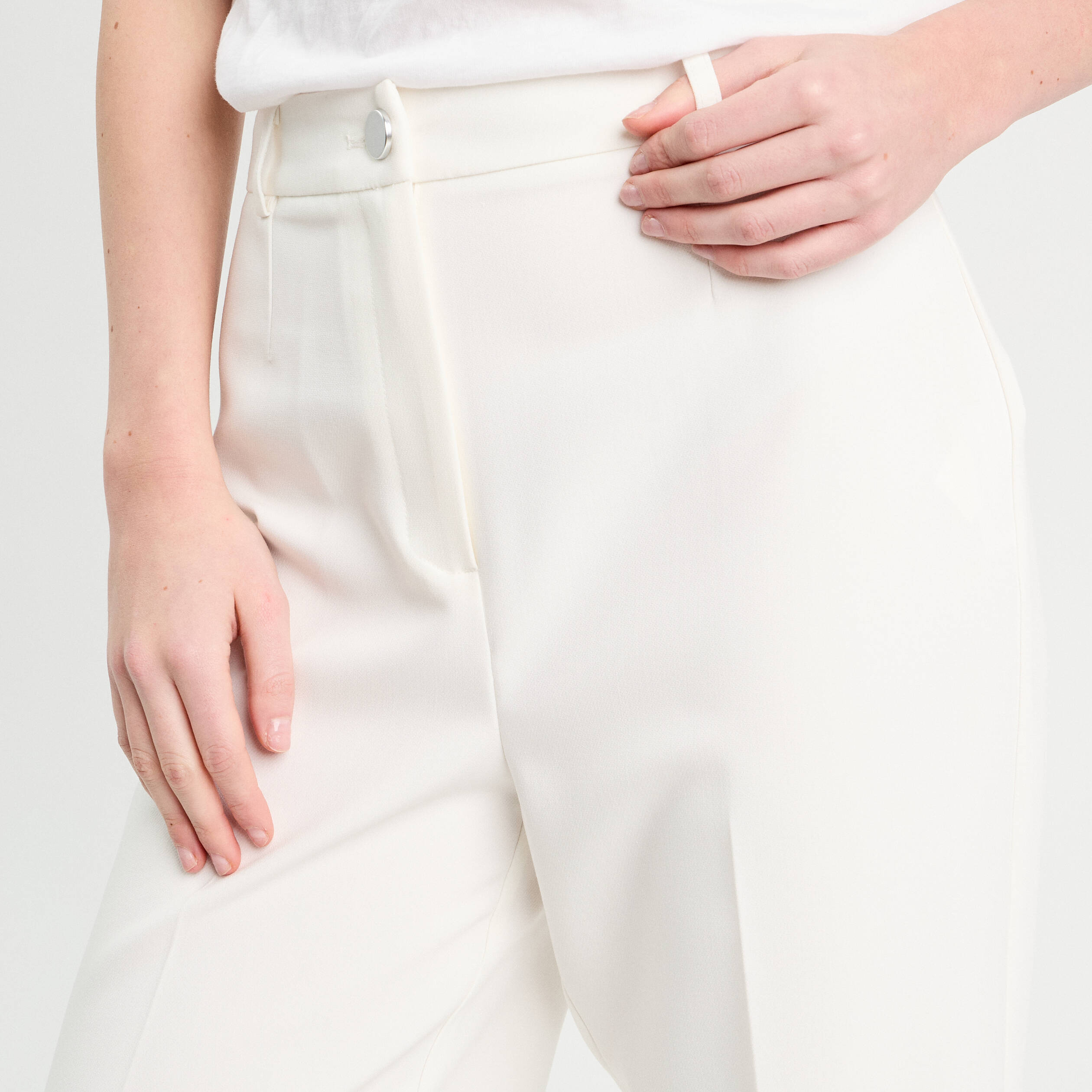 Pantalon city large ecru femme
